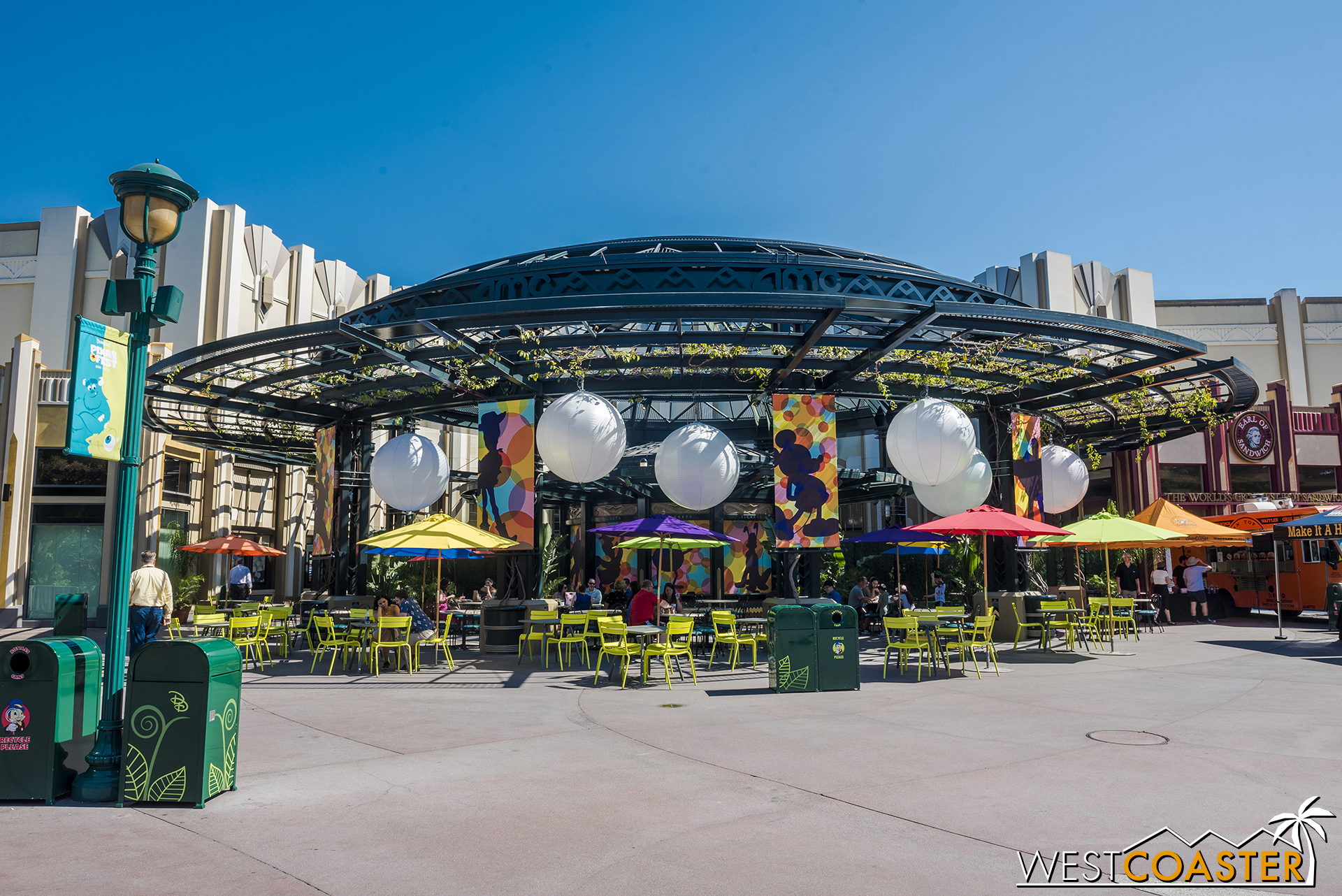  The theater plaza has been turned into a seating area. 