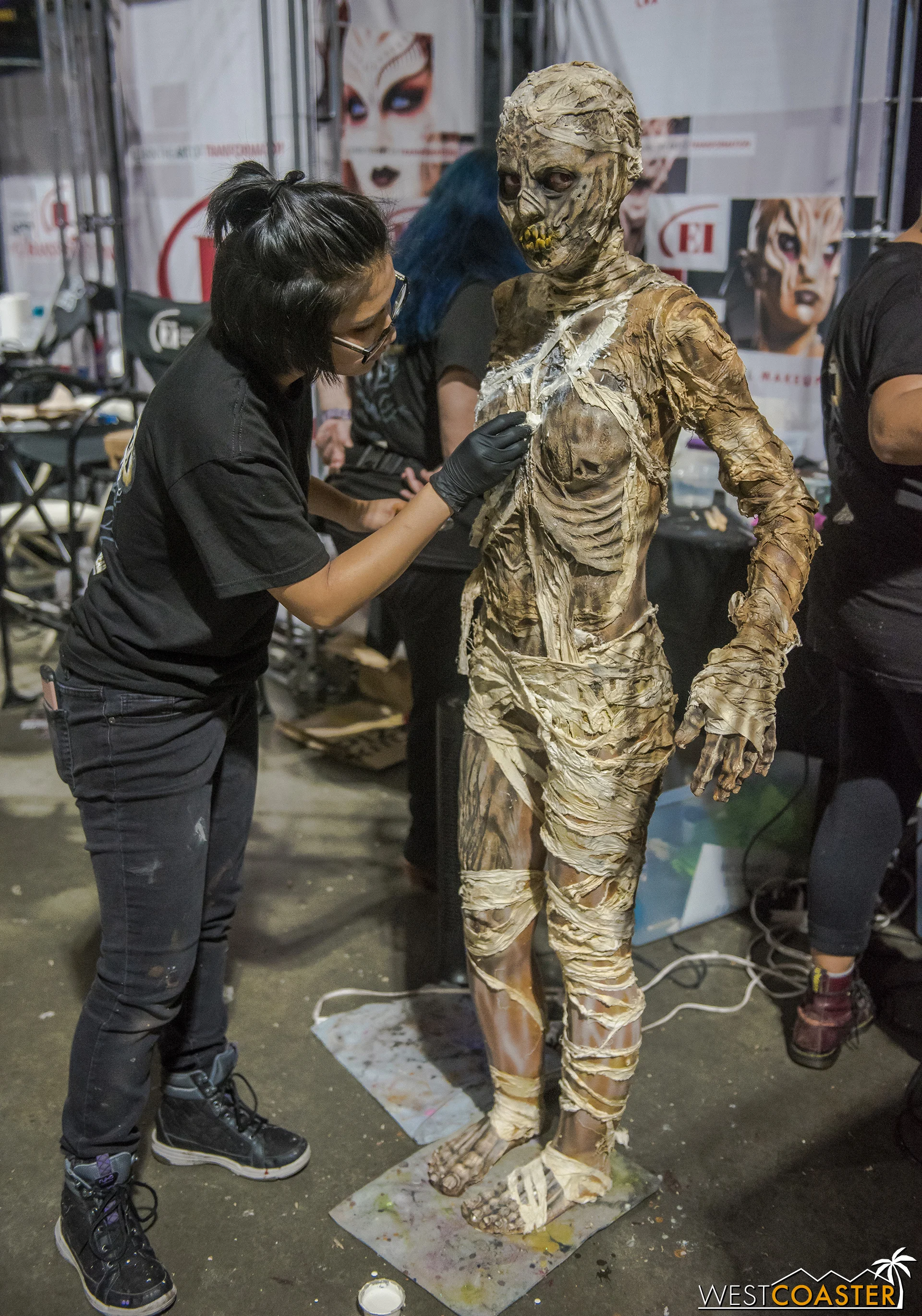 Makeup and prosthetics demonstrations abounded, with many models spending hours being done up into hideous and grotesque creatures.