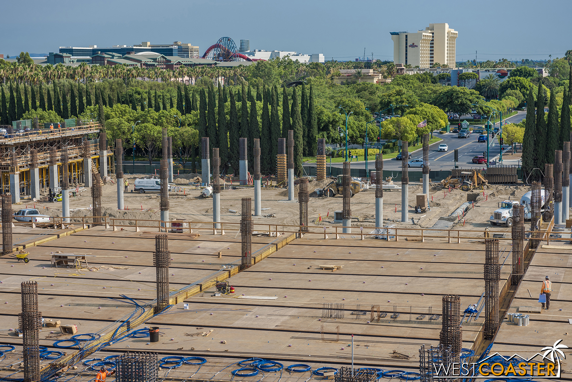  And the formwork for the second level beams, joist, and floor is progressing.  This goes in first, and then the rebar, and then the concrete is eventually poured. 