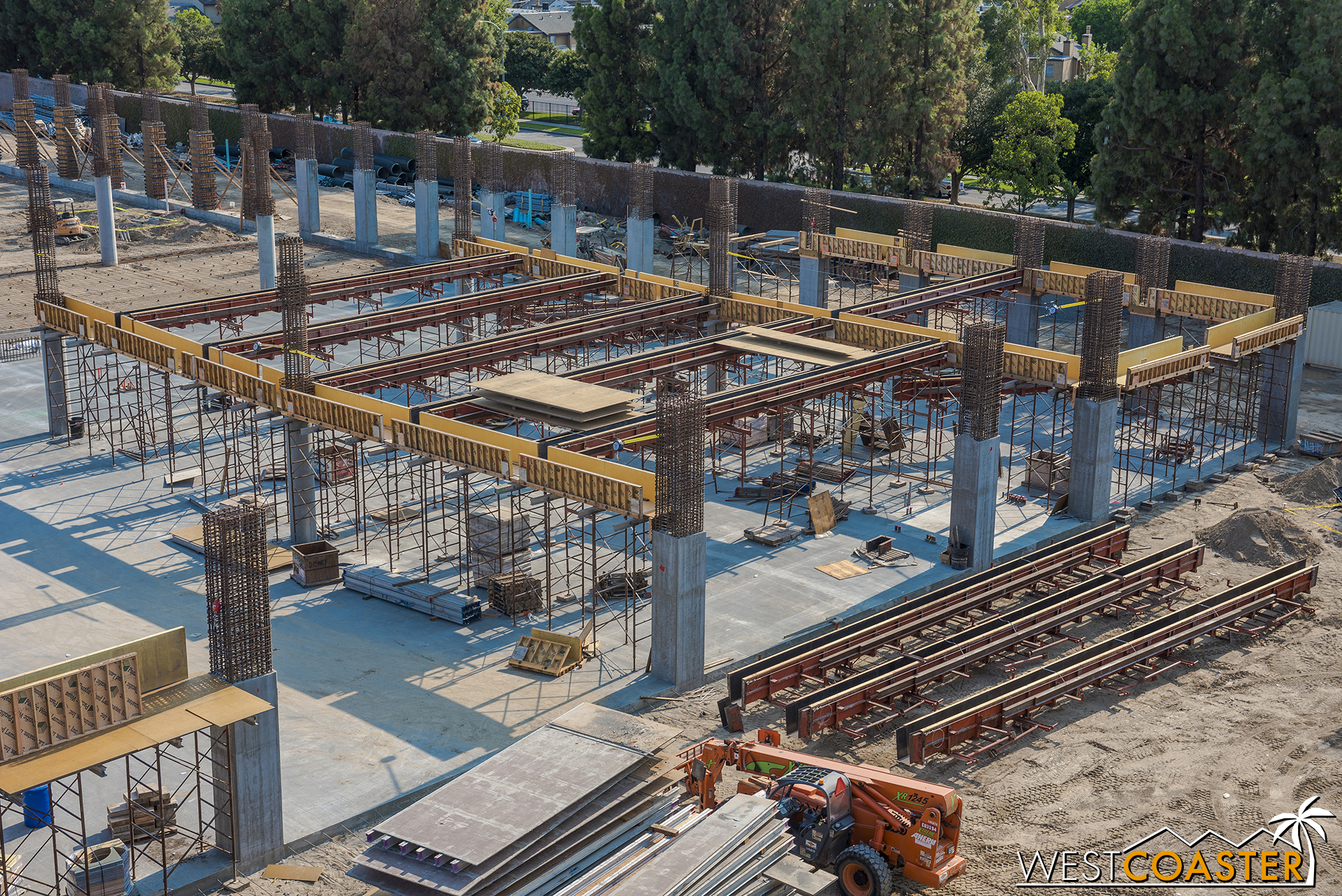  Over here, the formwork is only up for beams.   