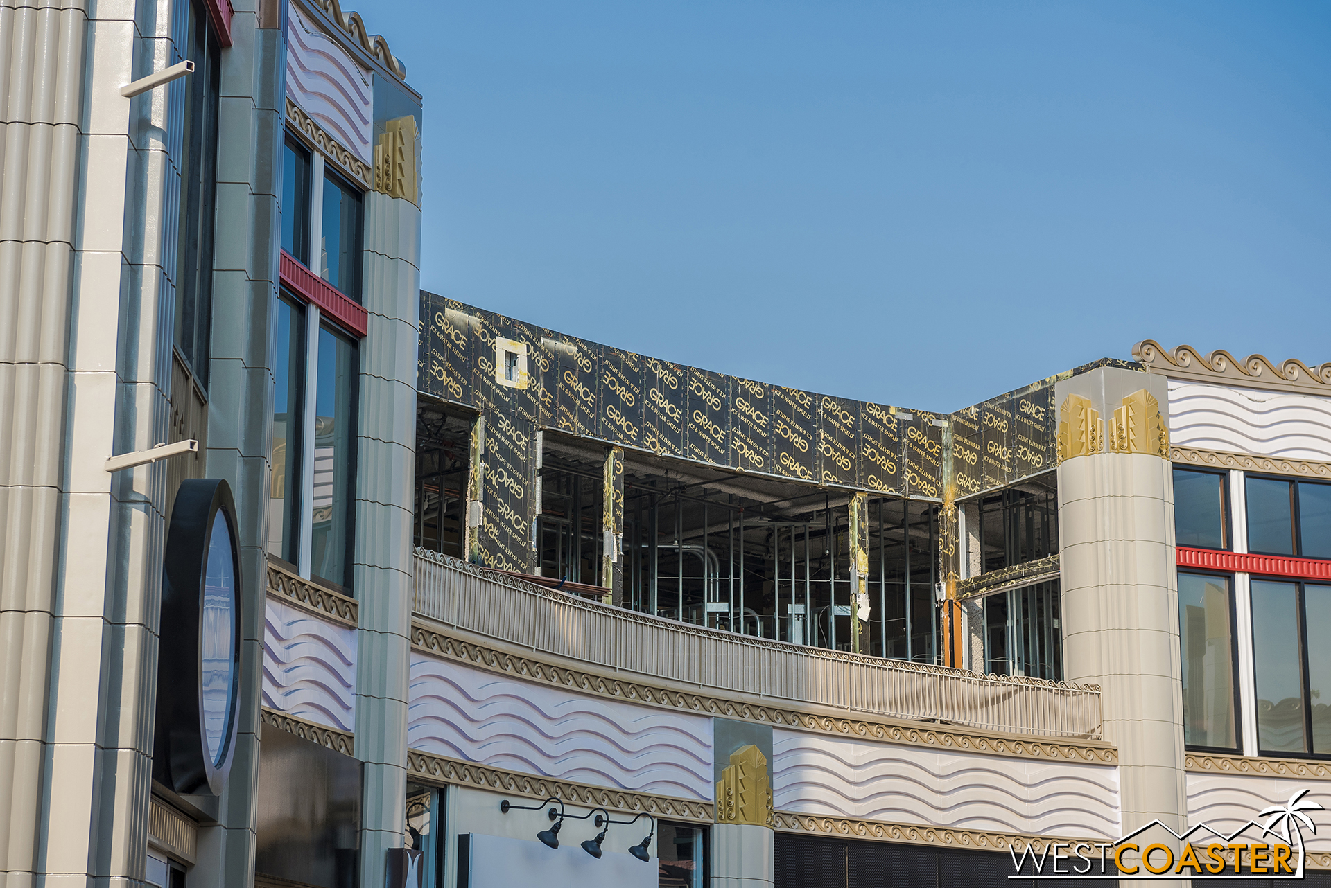  They’ve knocked out some wall cladding at the upper level of the future Ballast Point. 