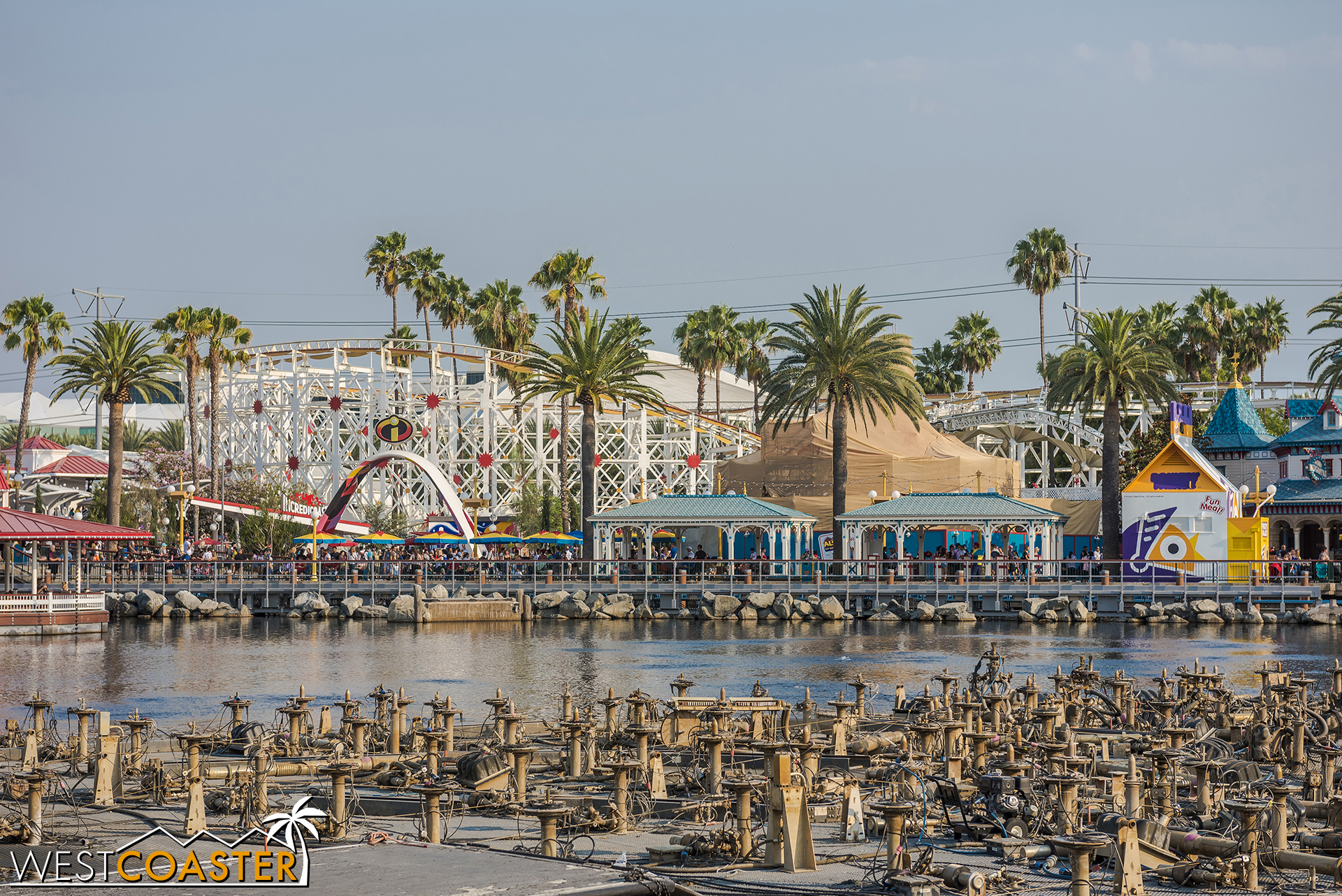  Paradise Bay hardly looks pretty with the equipment up, but the park needs to get the show running as soon as possible. 