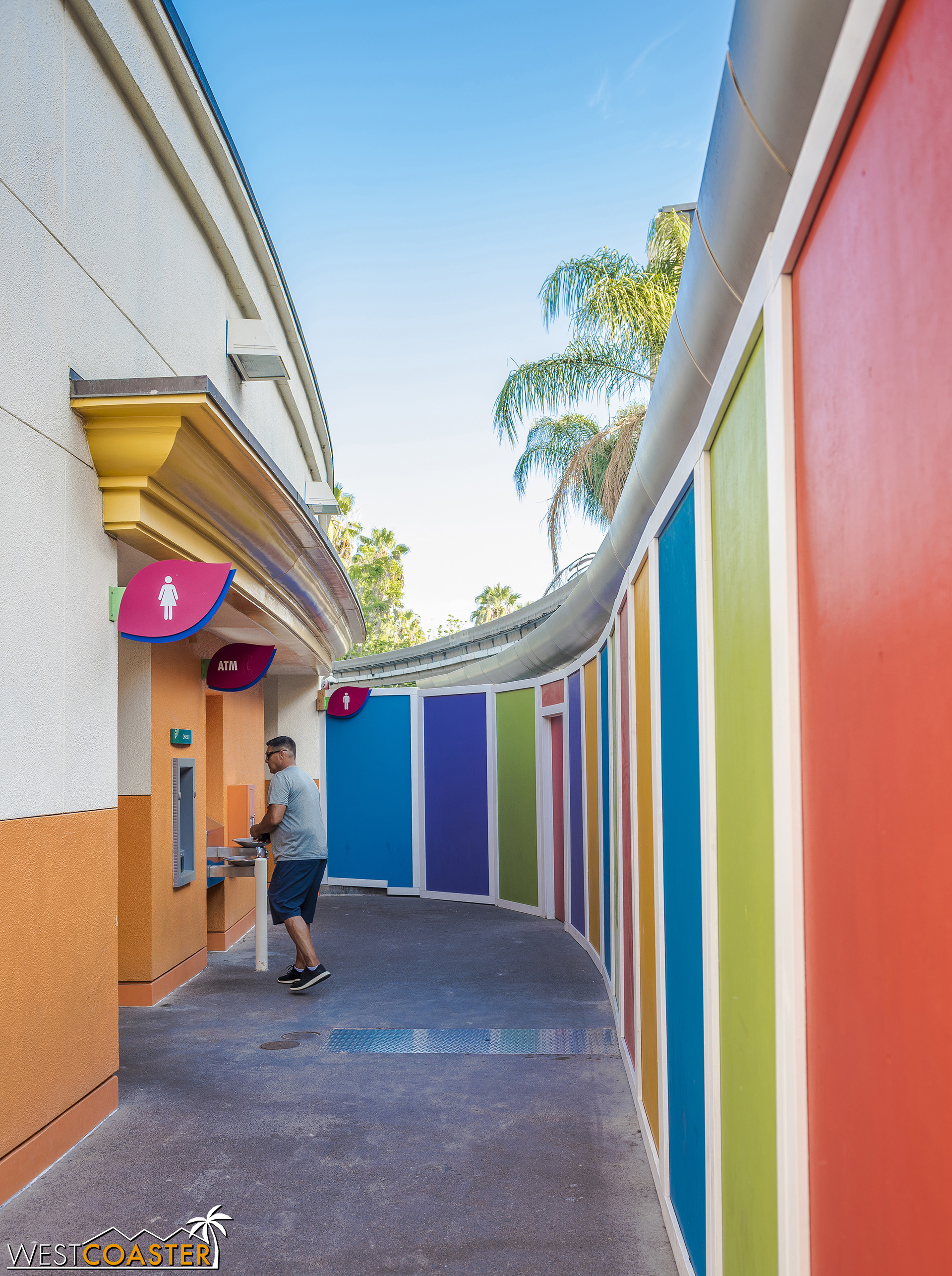  It leads to the restrooms and closes off the rest of the path.  As a commenter noted last update, this is likely for the detour path around the back of the AMC Theaters for guests entering Downtown Disney West, once construction of the new hotel beg