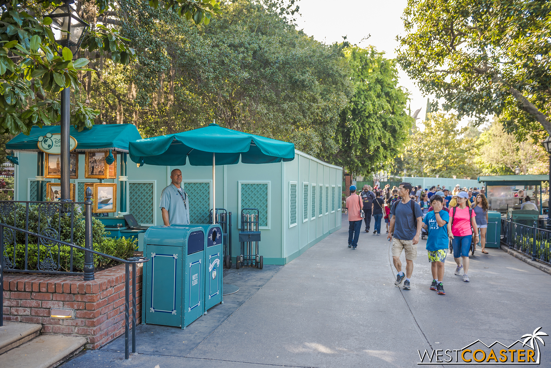  Planters under refurbishment in the foreground.  Haunted Mansion under refurbishment in the background. 