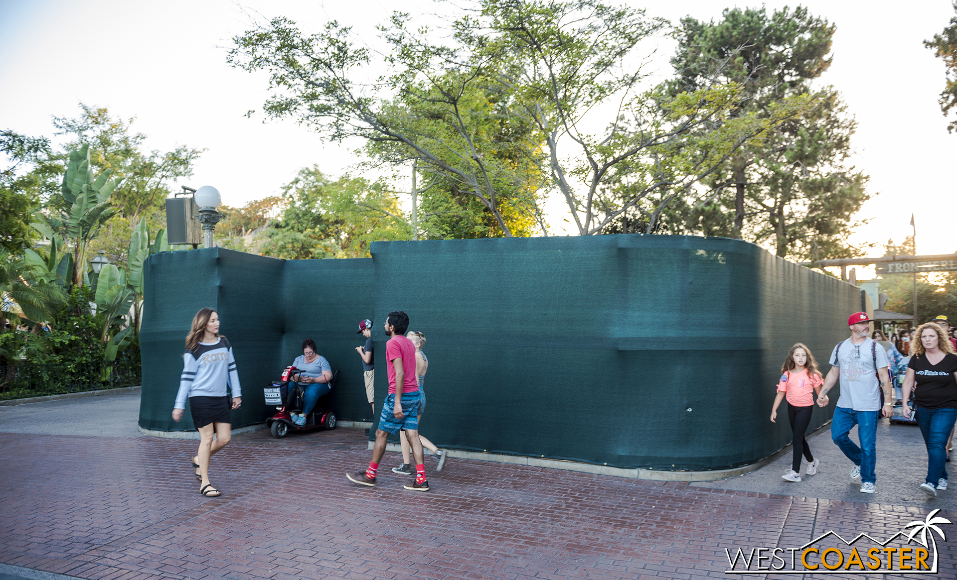  Work fencing is up around the pond between the Adventureland and Frontierland entrances. 