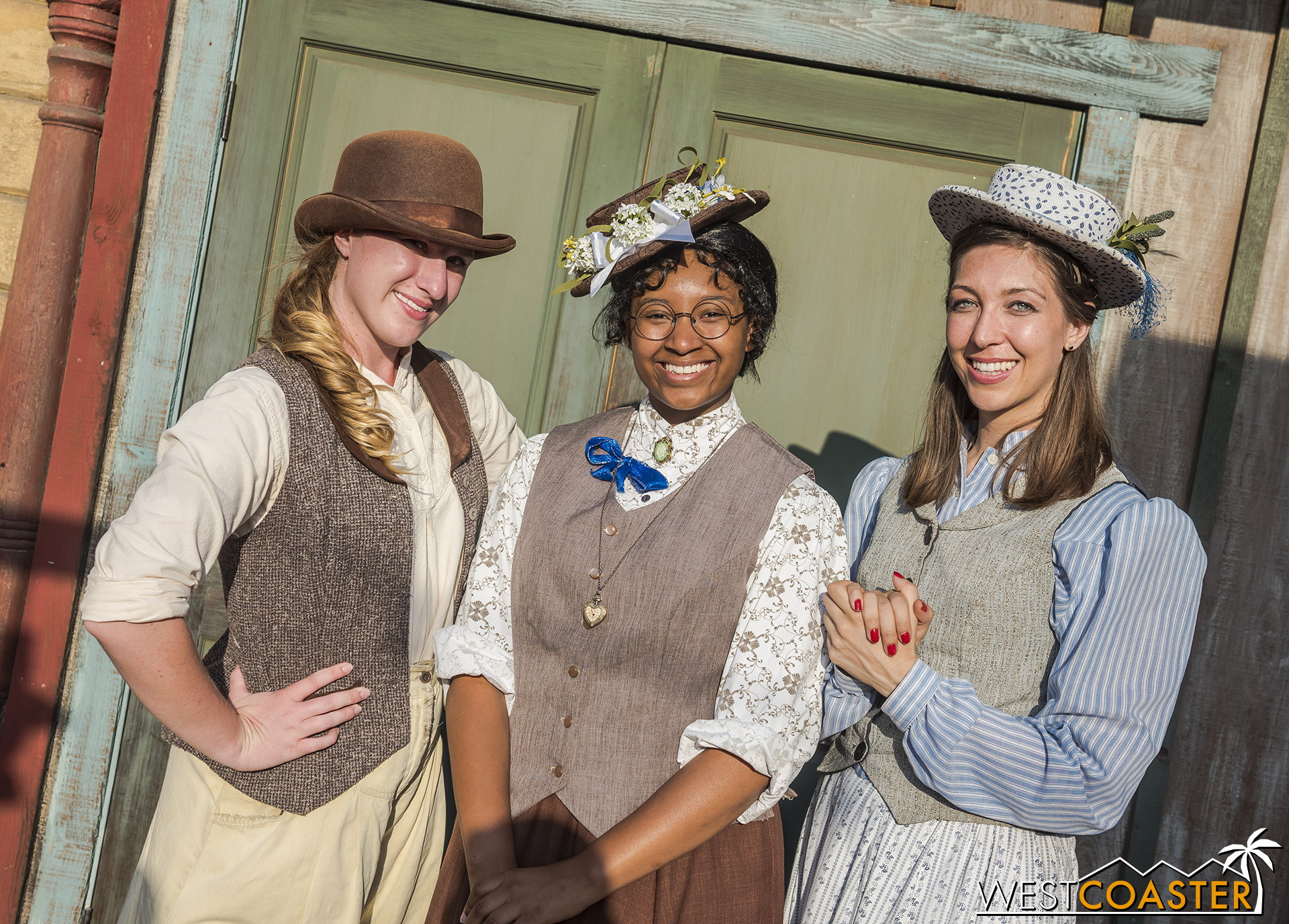  From left to right,  Calico Gazette  reporter, Izzy Malloy, schoolteacher, Marybelle Starling, and Miss Sierra pose for a photo. 
