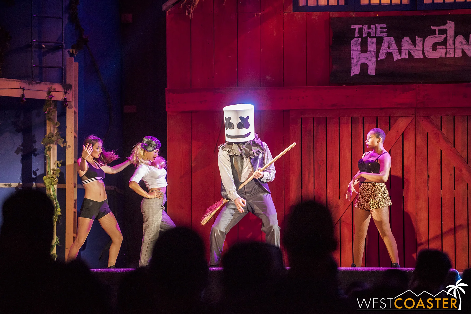 The Hangman turns into Marshmello for a dance scene at one point.