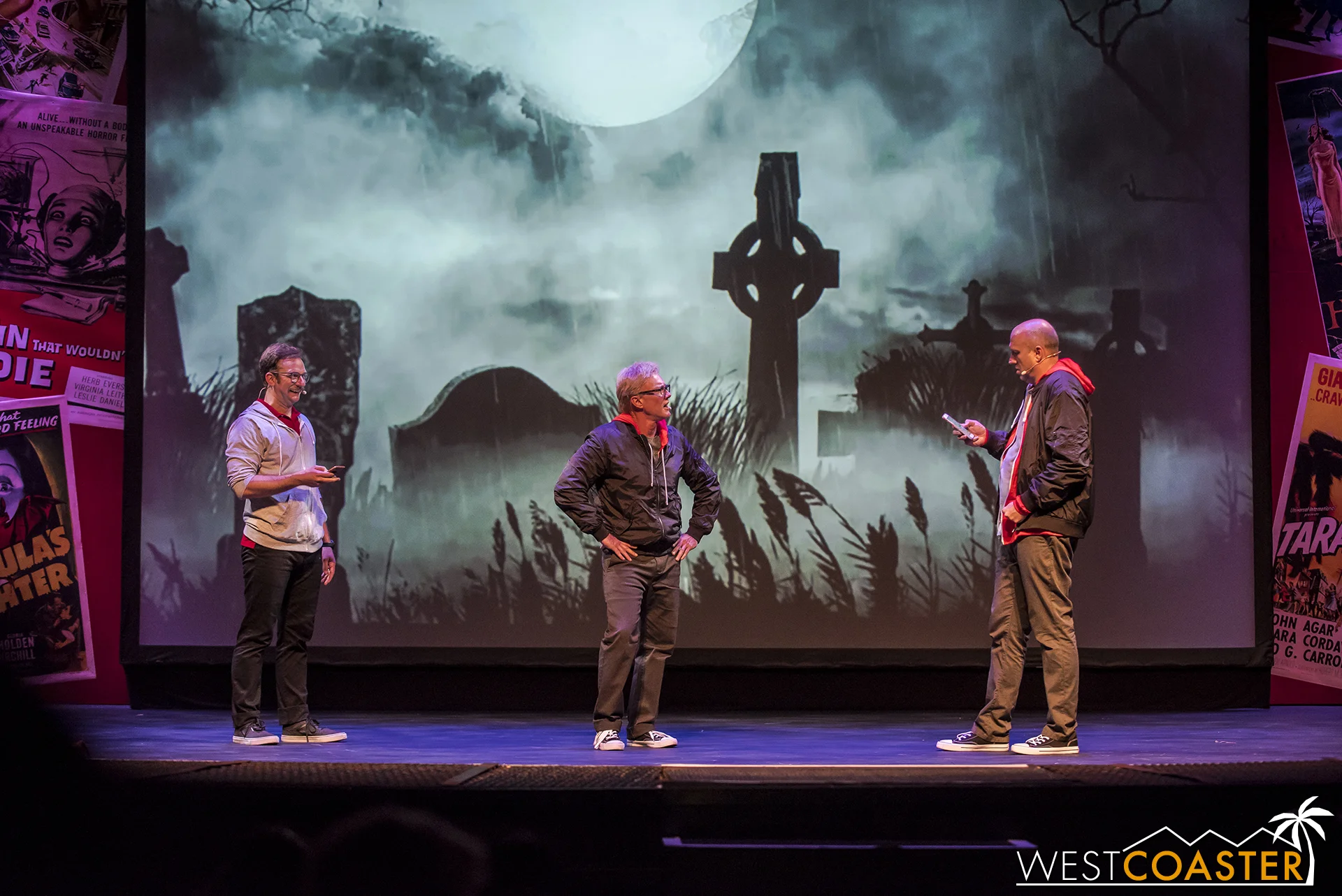In the final game of this particular show, the actors took part in a graveyard scene but inserted lines from text messages borrowed from audience members.