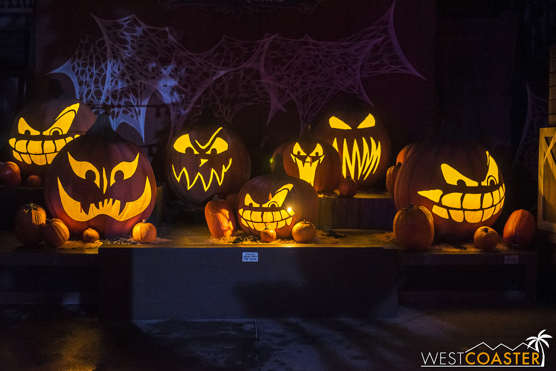  This jack-o-lantern display can be found at the stage in Calico Park. 