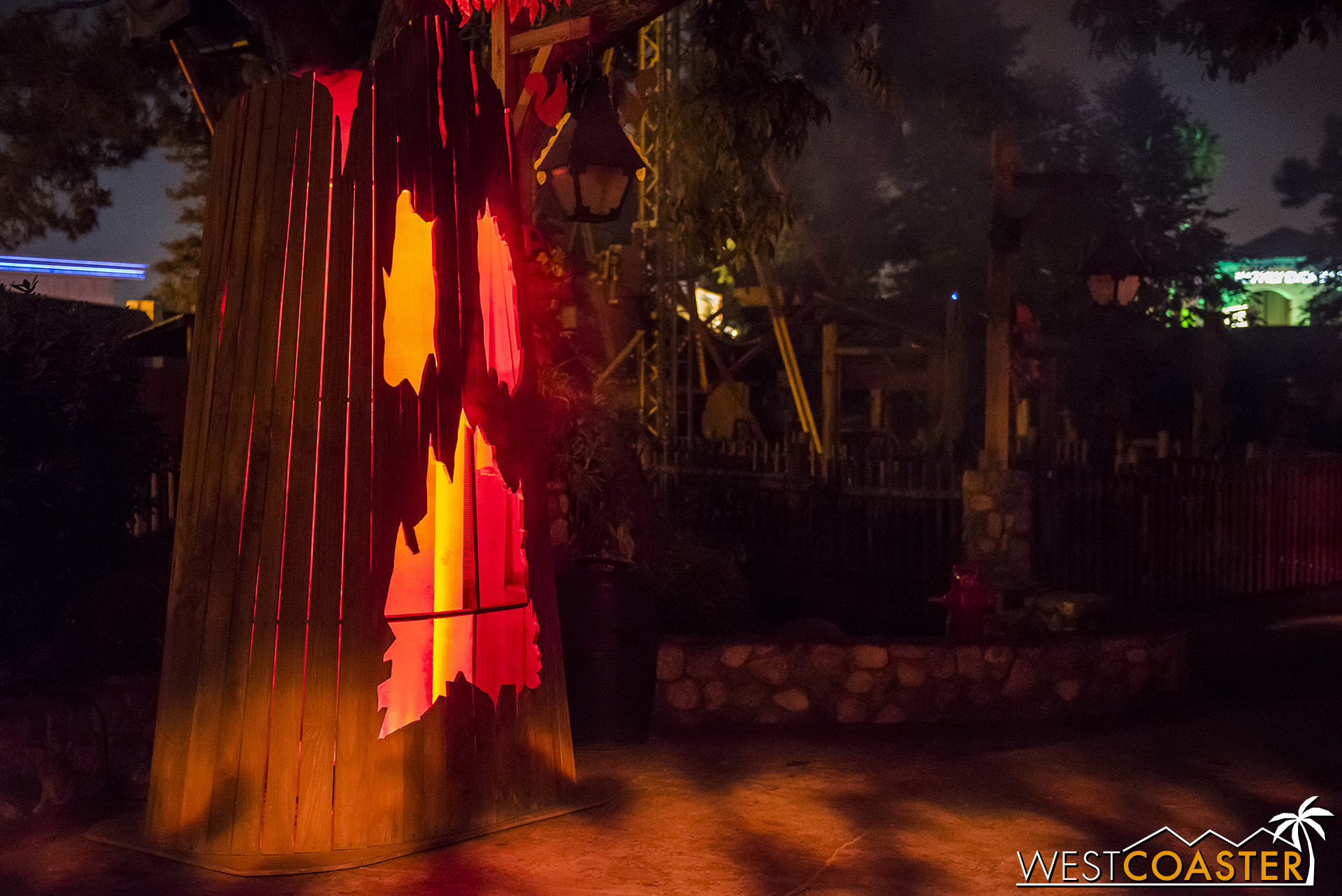  The scenic sets for The Hollow remain these coney jack-o-lantern faces this year. 