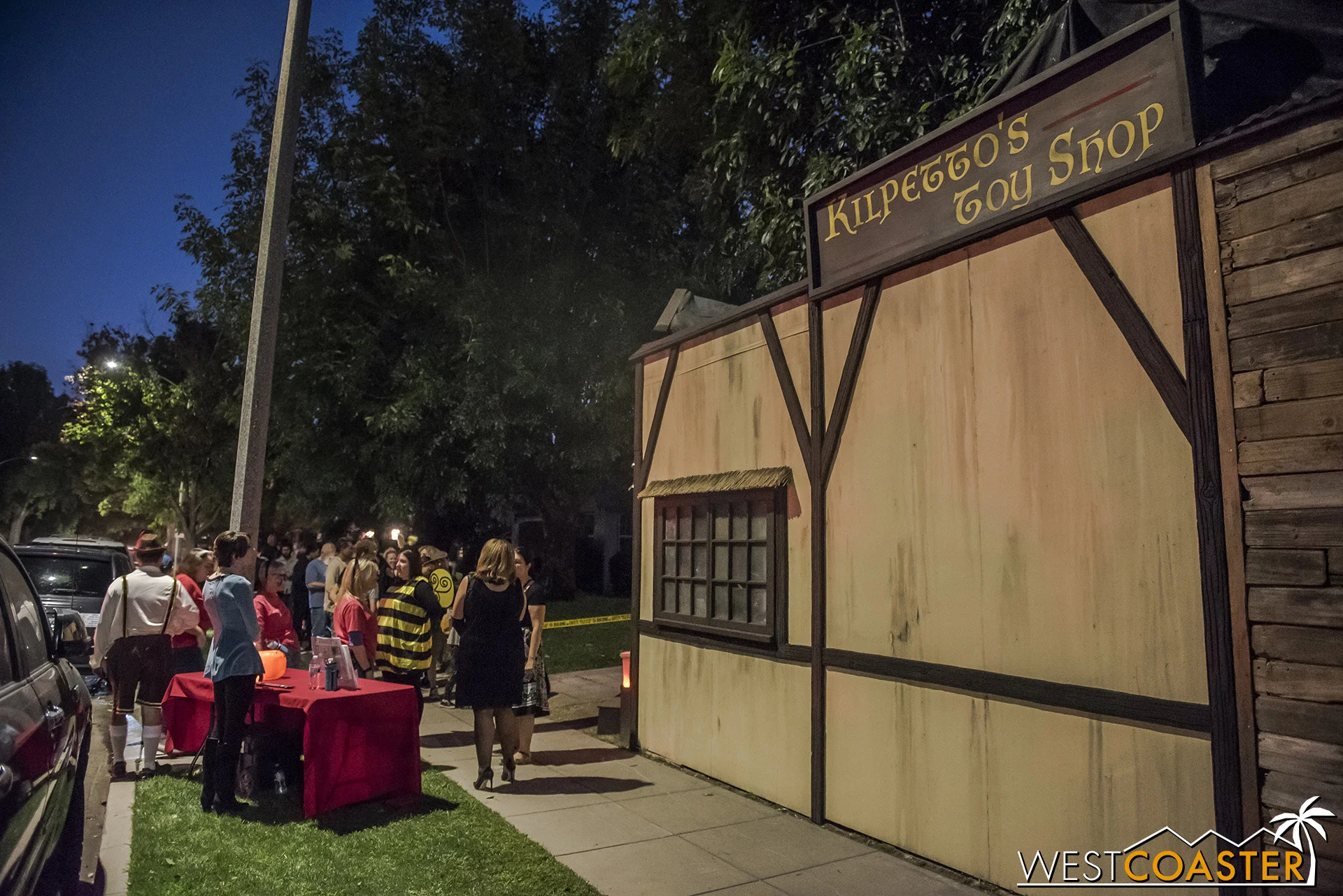 Fans line up outside of Rotten Apple, which sports a Pinocchio -styled facade this year.