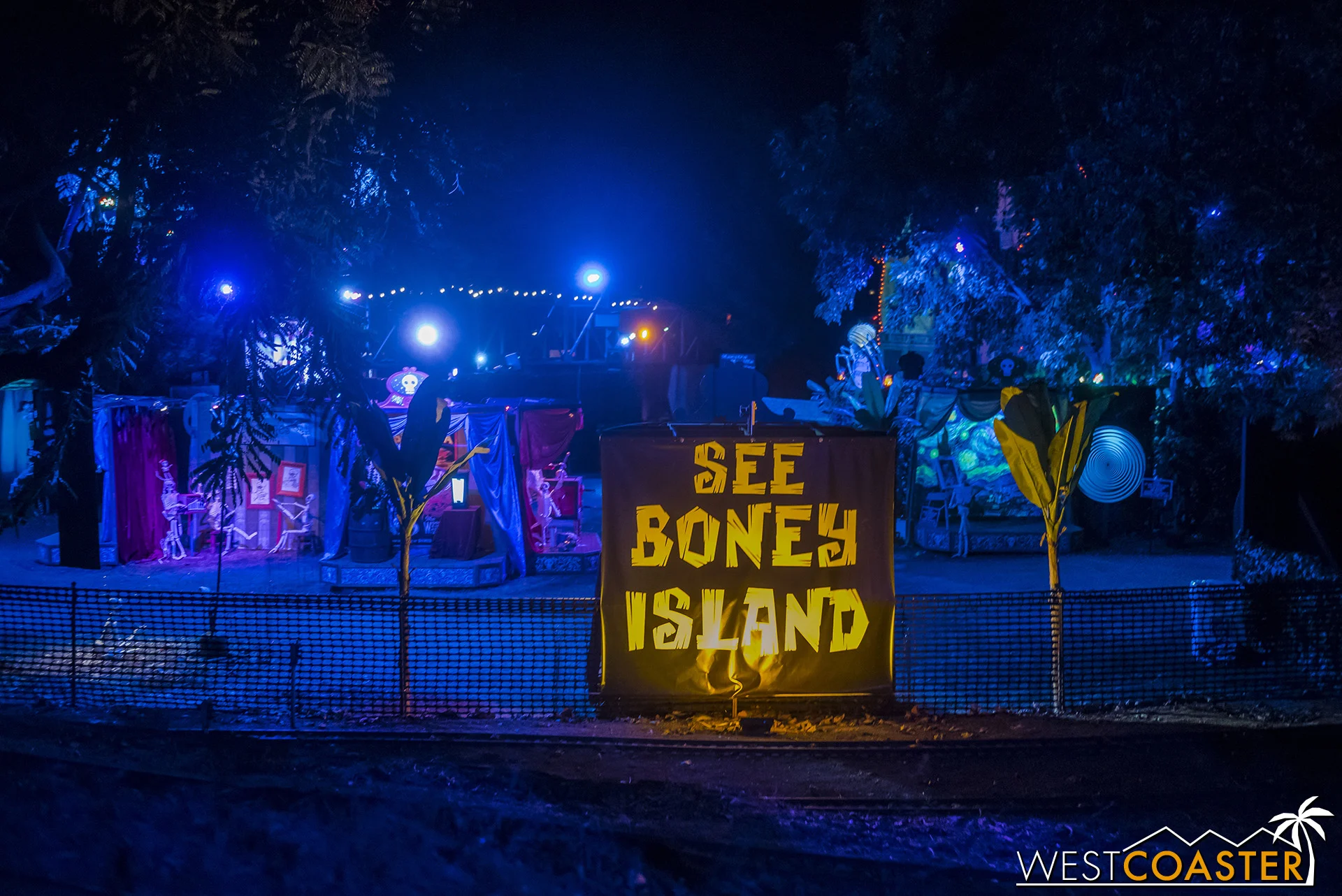 The train winds around Boney Island near the end of its run, giving guests a glimpse of the neighboring attraction.