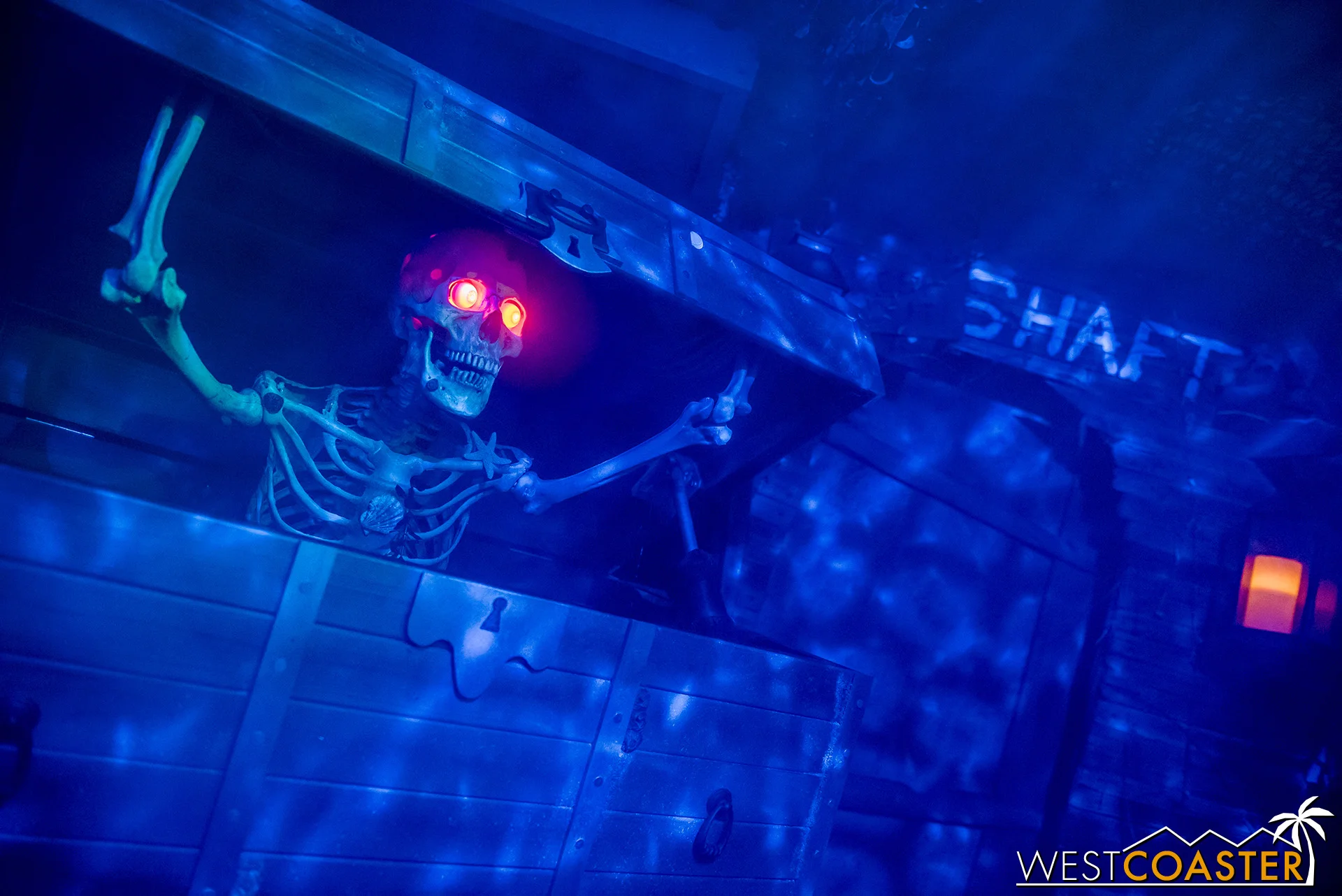 An animatronic skeleton provides the backstory to the maze.