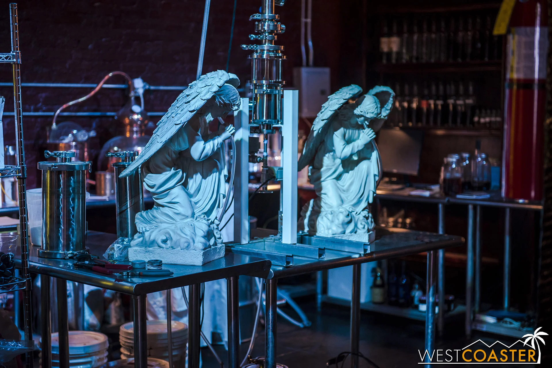 Evaporation during the aging of whisky was explained in the early days of spirits distillation as losing alcohol to the “angel’s share.” Lost Spirits has taken a sarcastic reference to this in their lab.