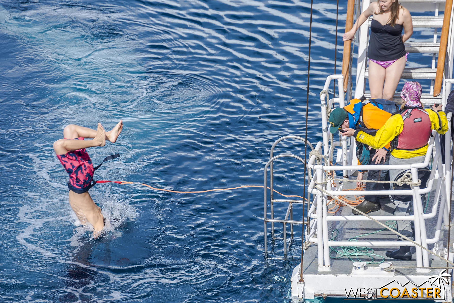 And into the water!