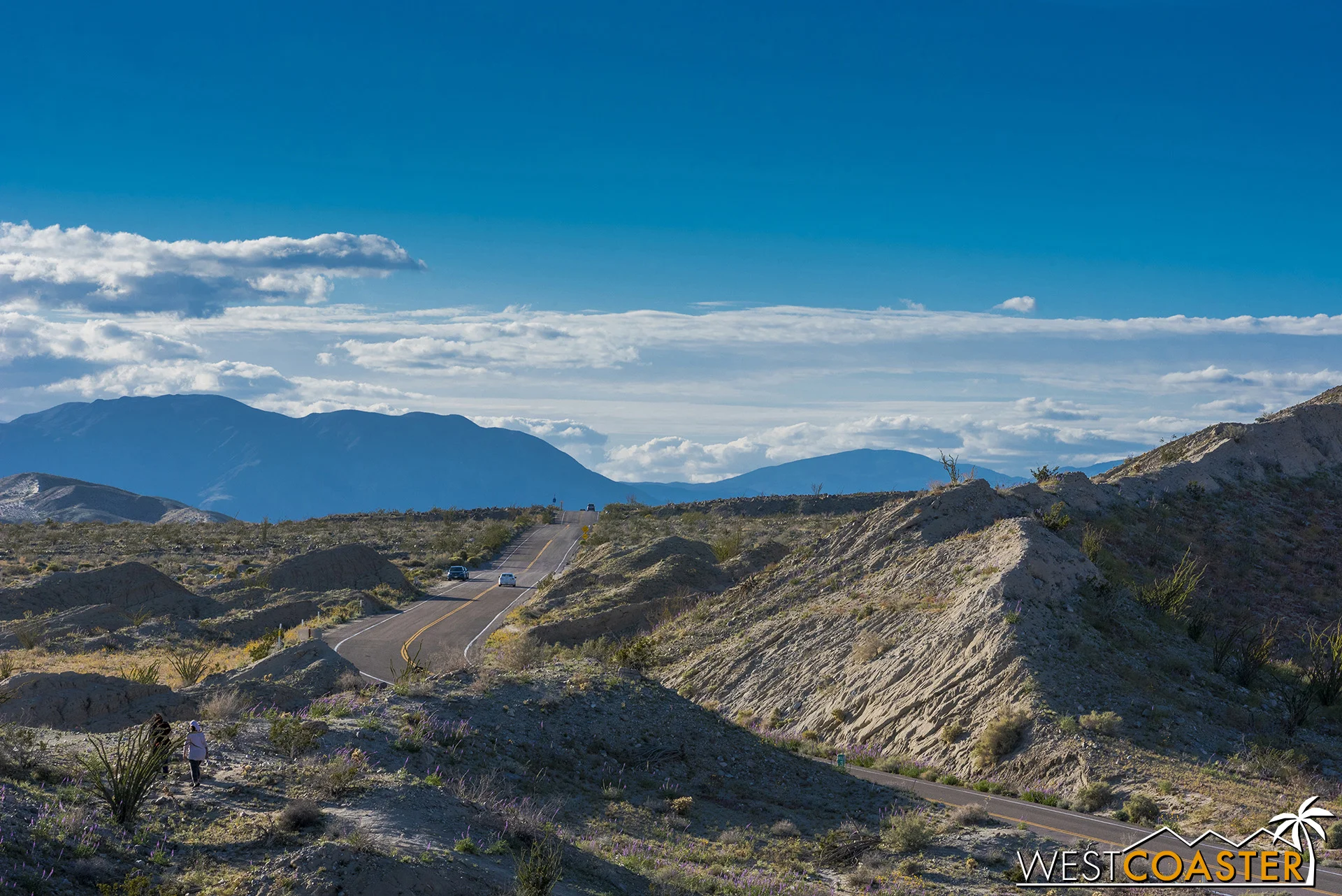 Looking down the road, back westward.