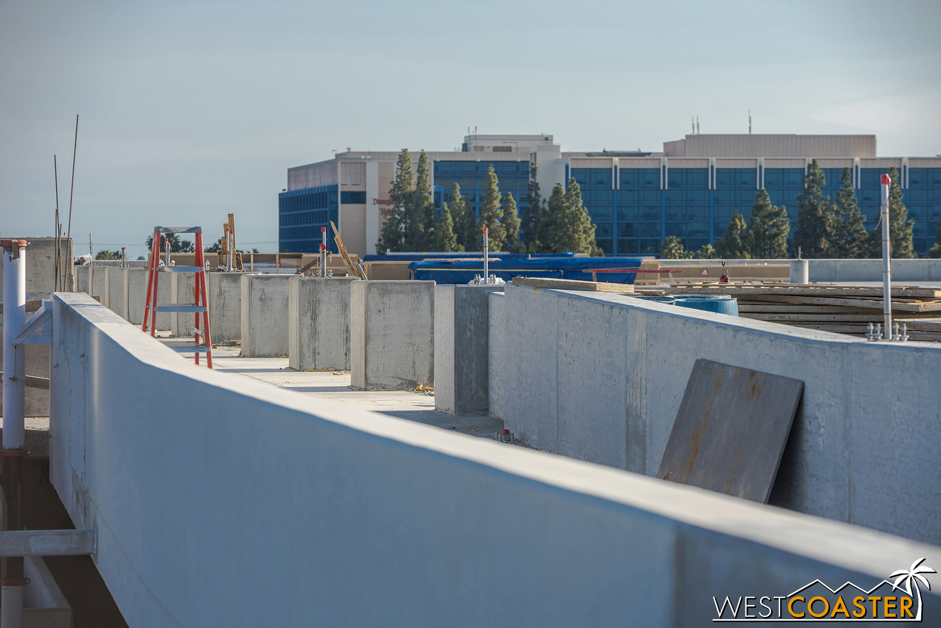  Gazing across the top level, these concrete plinths have been cast as part of pedestrian barrier protection. 