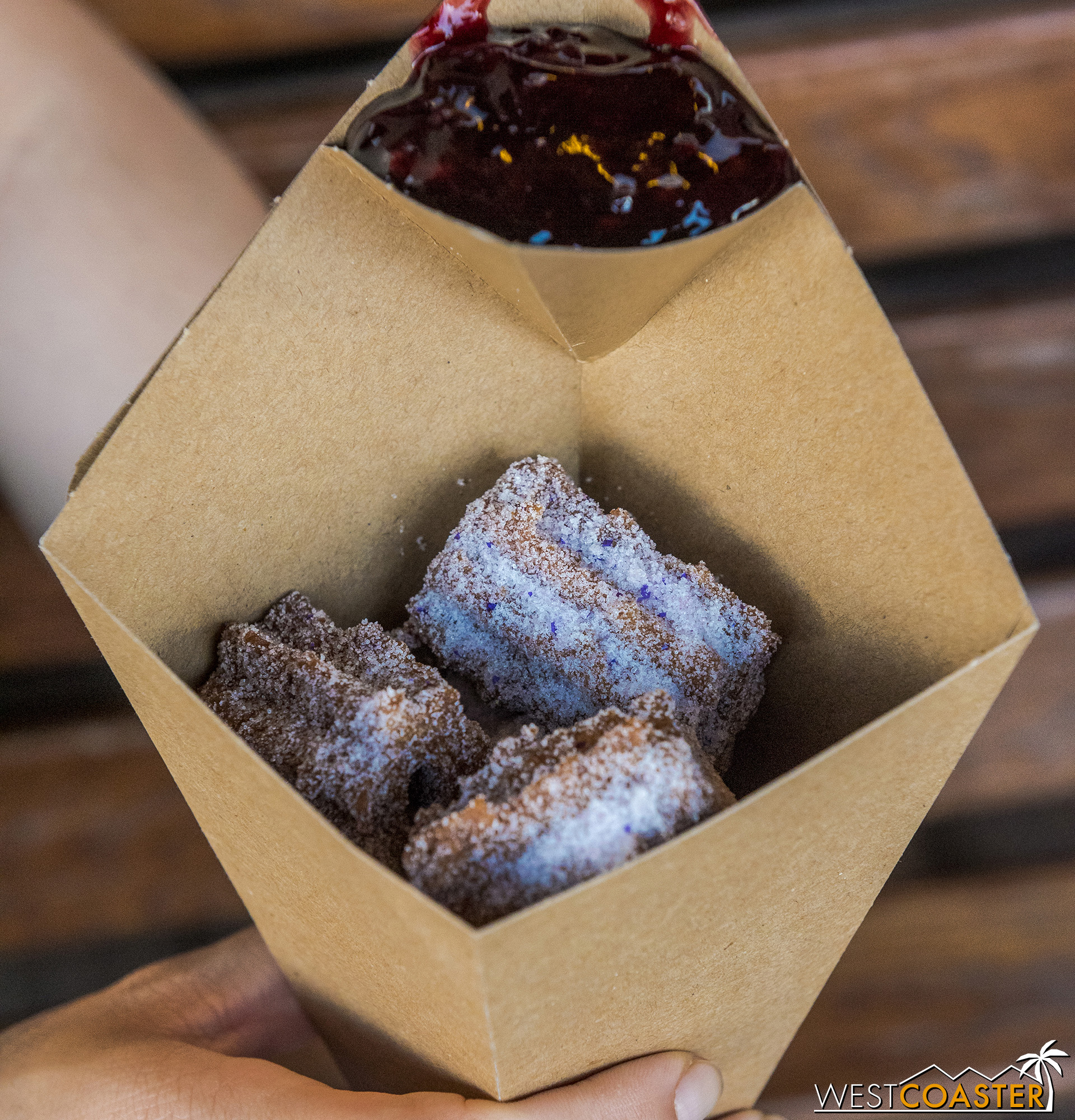  Boysenberry Churro Bites are available in Ghost Town’s Churro Factory. 