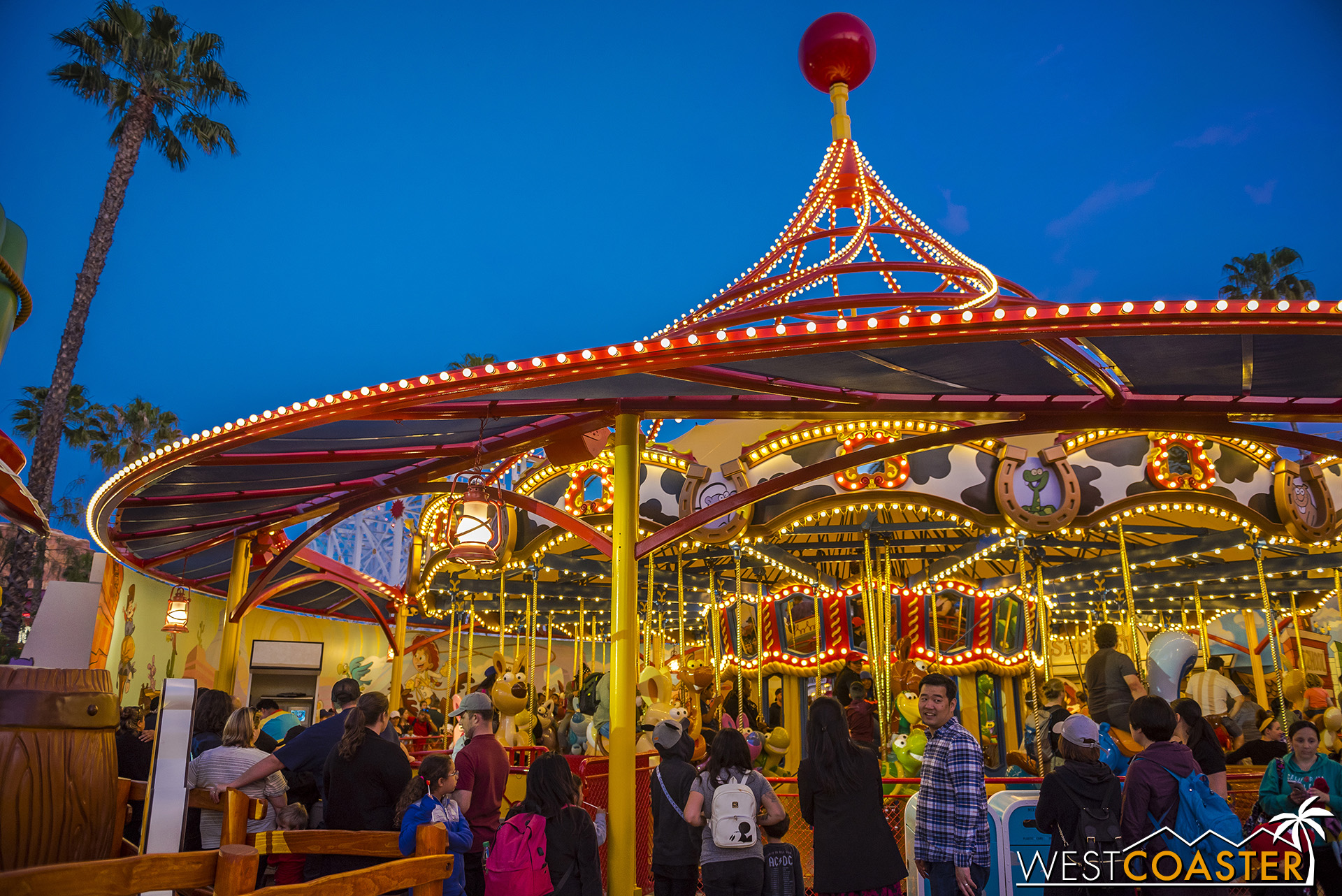  The carousel is now themed to  Toy Story . 