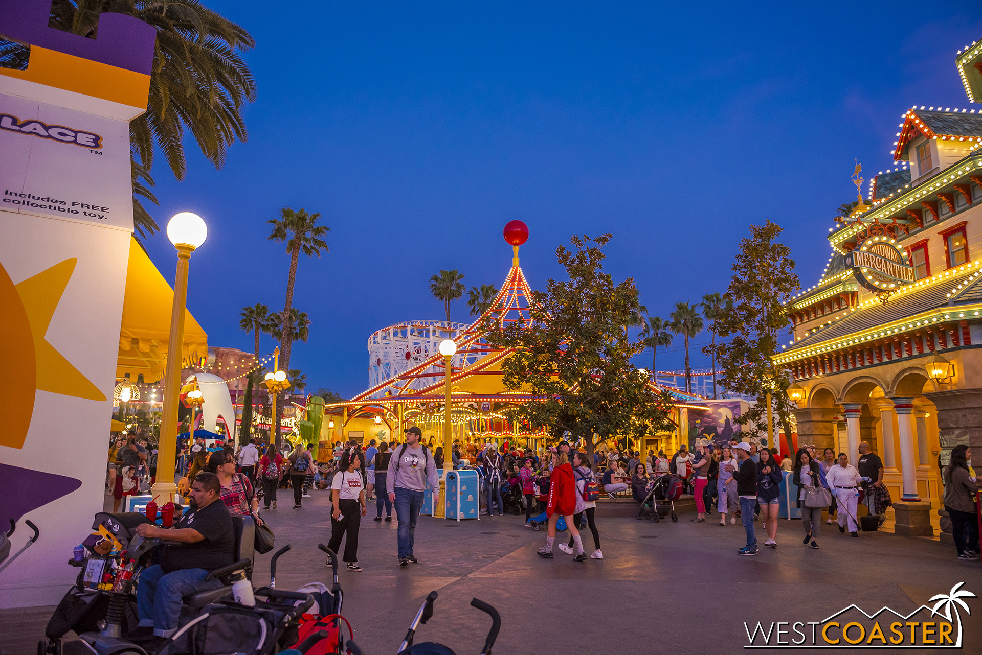  I do wish the Carousel theming would blend in better with the other aesthetics present in or around any particular area.  But Pixar Pier is “synergy” by various designs.  I just don’t think it quite works from this overview.  