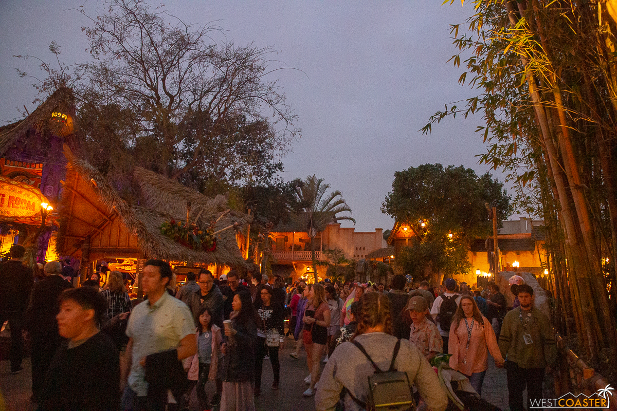 In the mean time, we have a signless Adventureland. Which, on a nerd level, is really fun to see what it looks like without something you’re so used to seeing, even if you don’t pay as much attention to it when you’re around. Even way finding signs like this serve a great purpose, even if it’s just a themed arch.