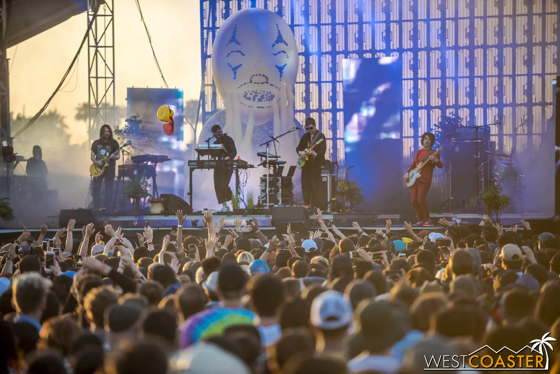 MGMT tosses their crowd surfing rubber ducky at Just Like Heaven festival.