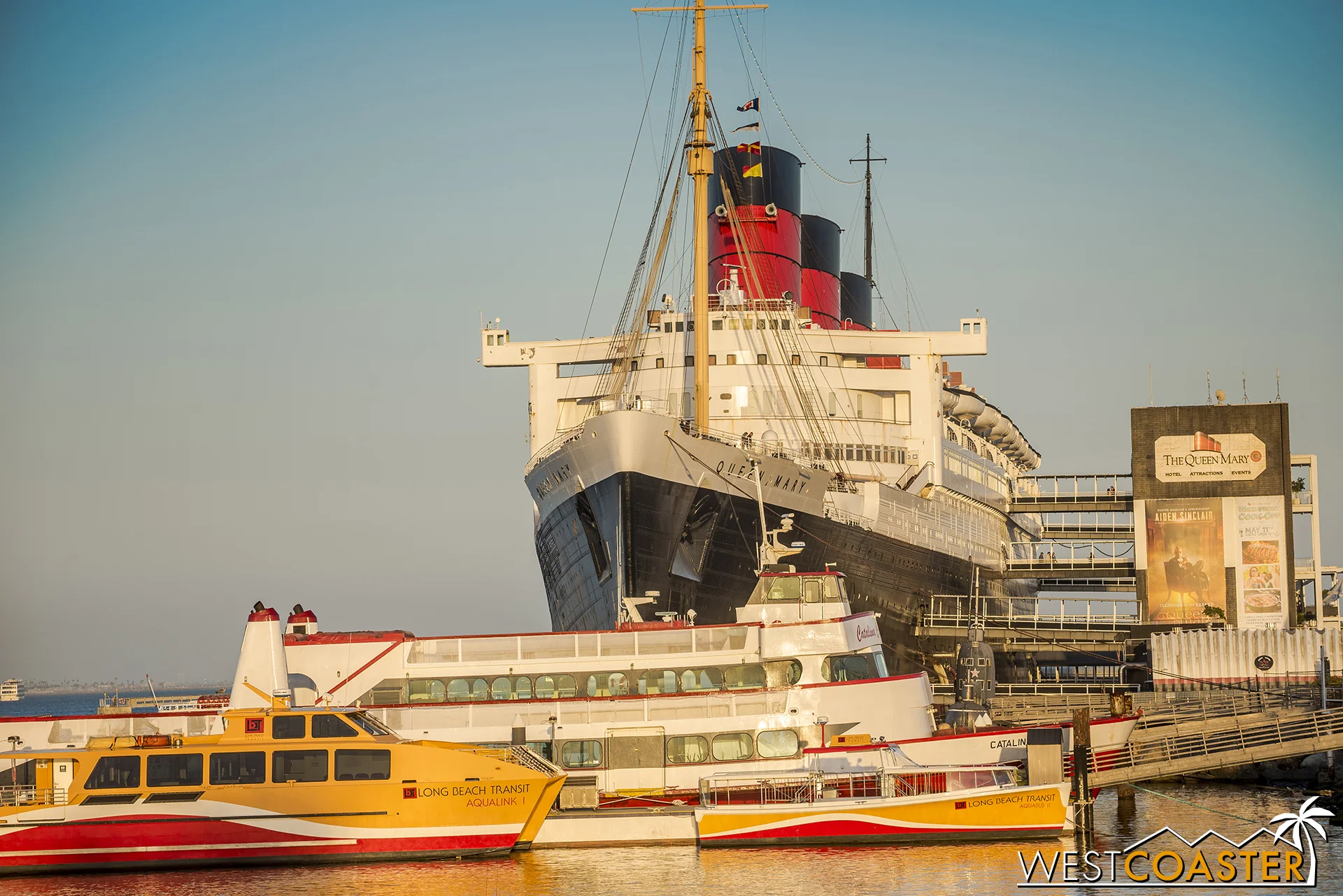 The Queen Mary, docked in Long Beach harbor.