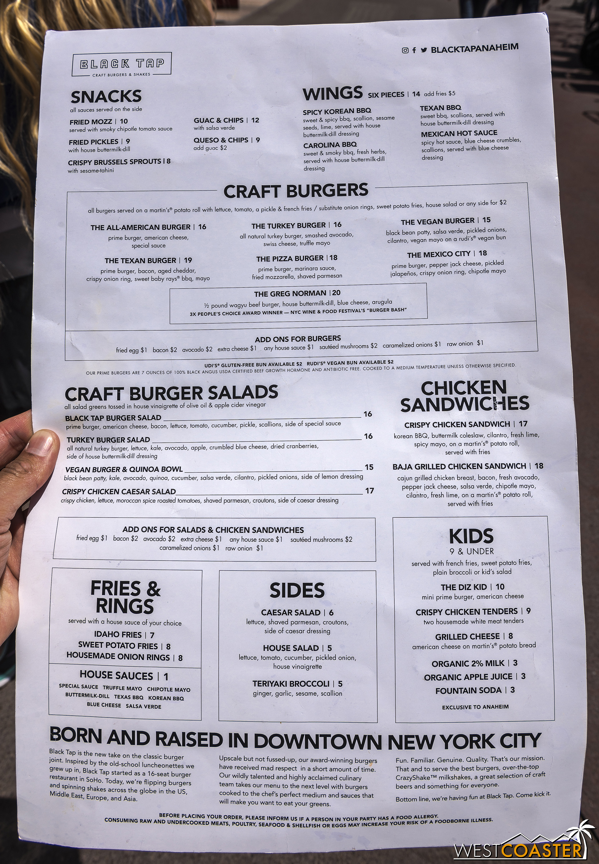  Here’s the menu.  The prices are the same as everywhere else in Downtown Disney of equivalent cuisine. 