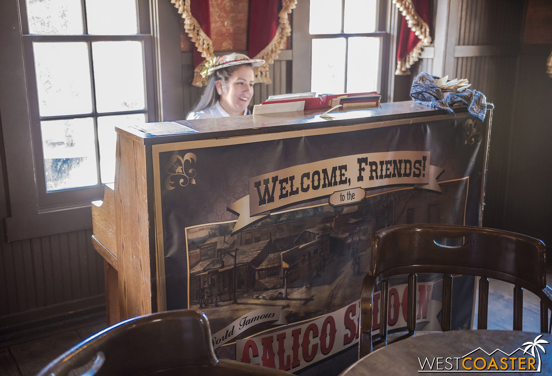  The Calico Saloon isn’t hosting shows this summer, but a pianist has taken up residence for entertainment, and the Saloon is still a watering hole for thirsty travelers.  