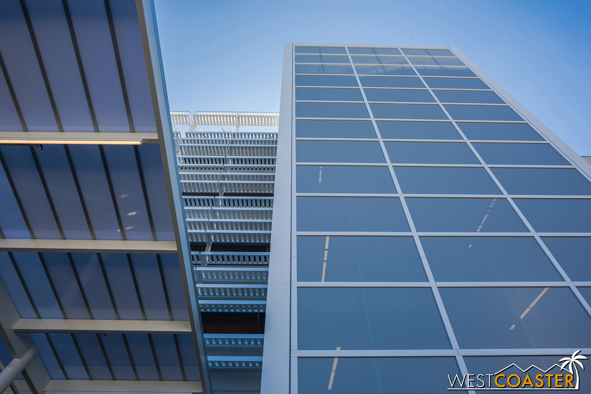  Looking up one of the many stair towers of the Pixar Pals structure. 