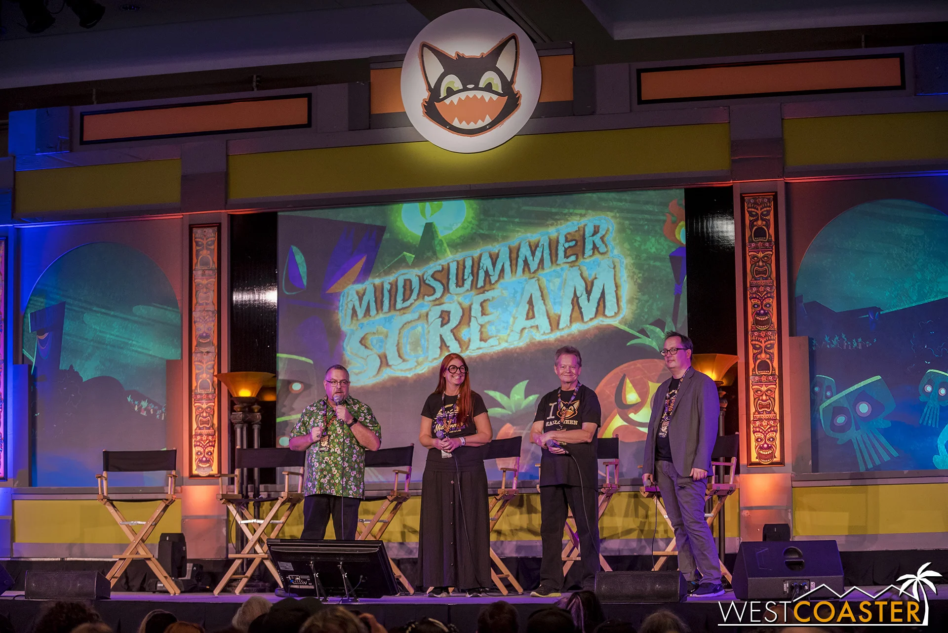 The core team behind Midsummer Scream addresses the audience before the first main stage panel.
