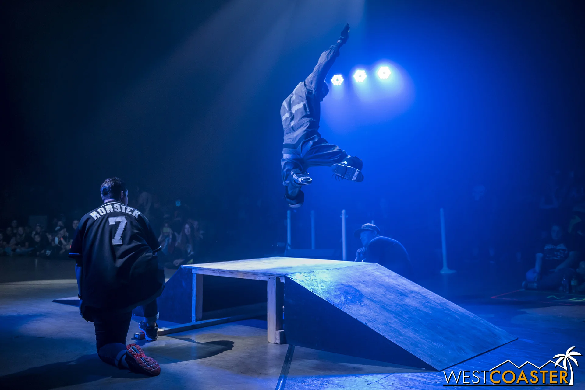 Catching mad air on the big ramp.