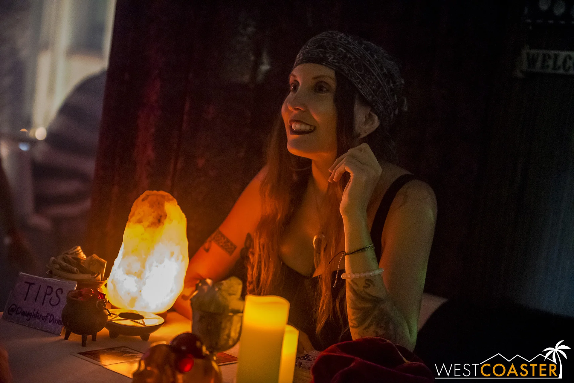 A tarot card reader works at the Spirit Lounge. There’s no upcharge to see her, other than tips.