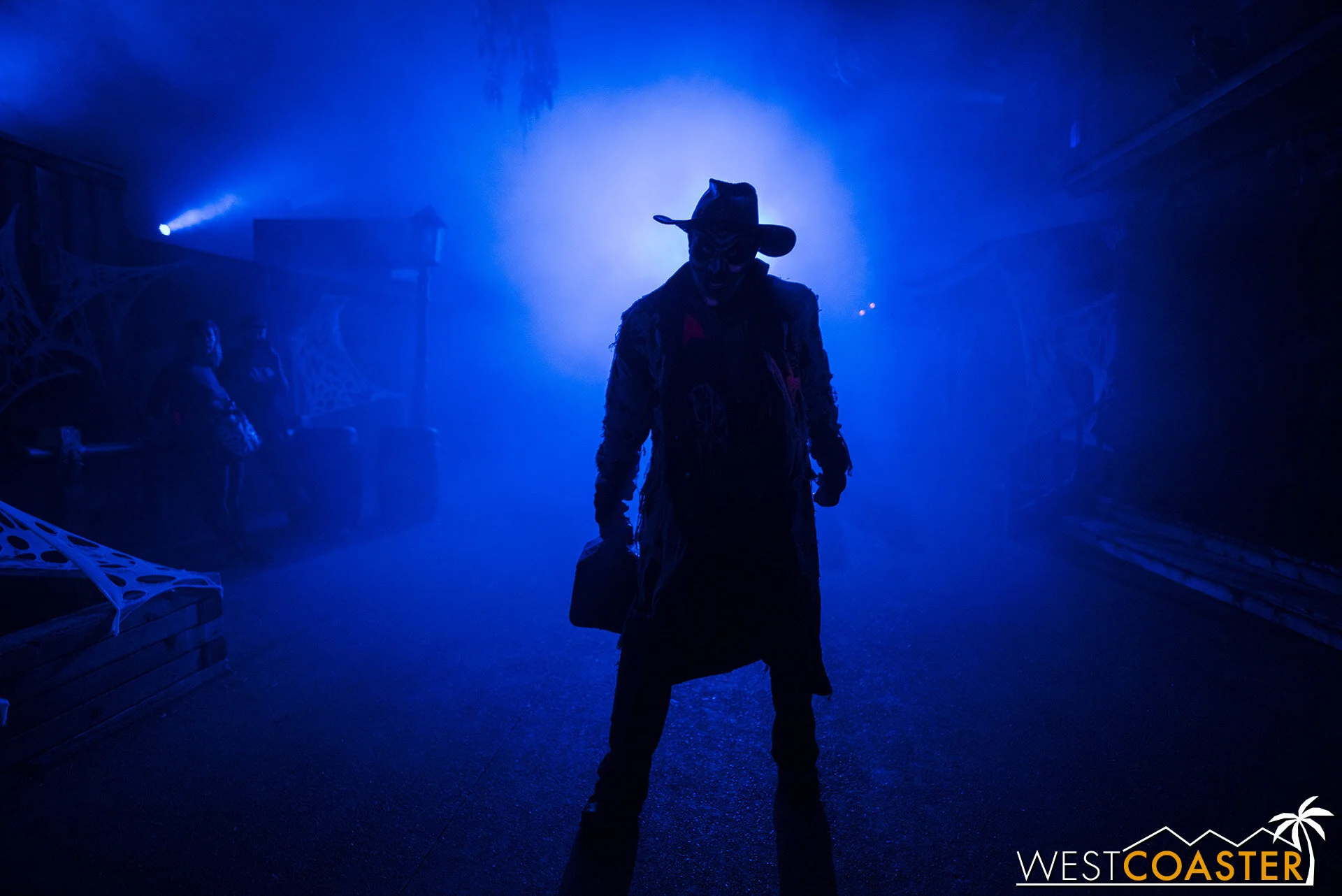Merrick lurks in the fog of Ghost Town.