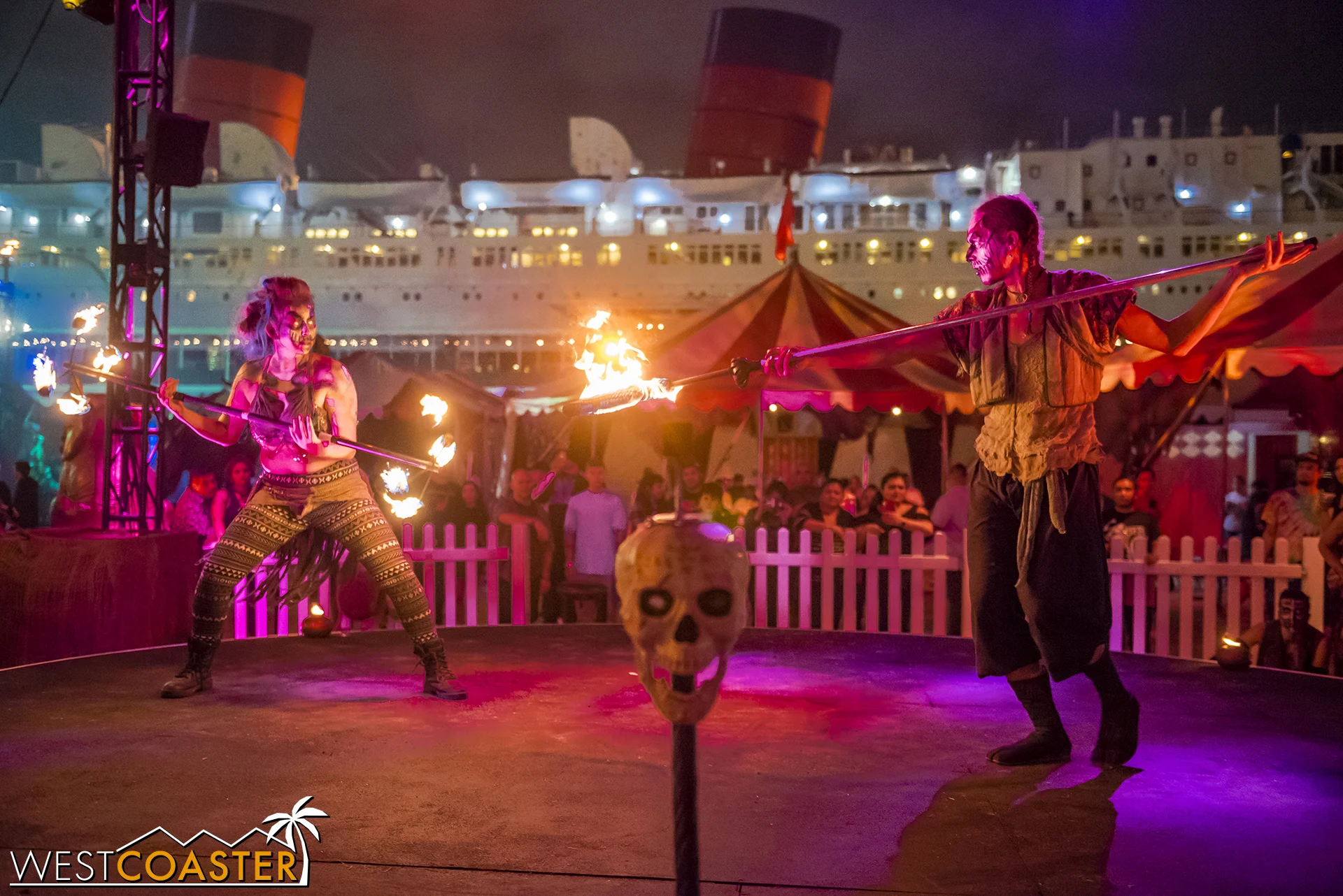 The fire show runs a few times a night.