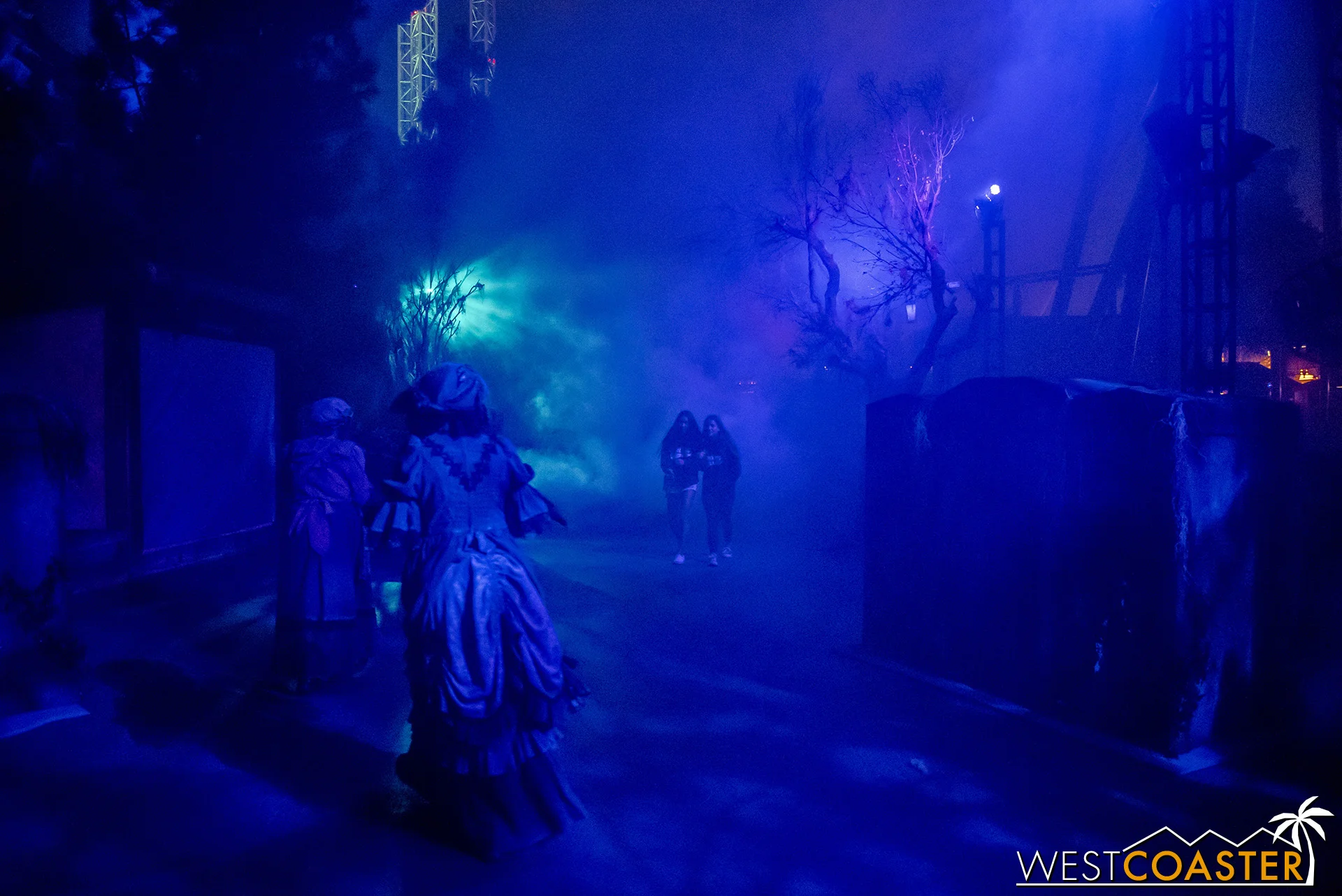 Most of the sets are movable, but in the blue fog, they look great!