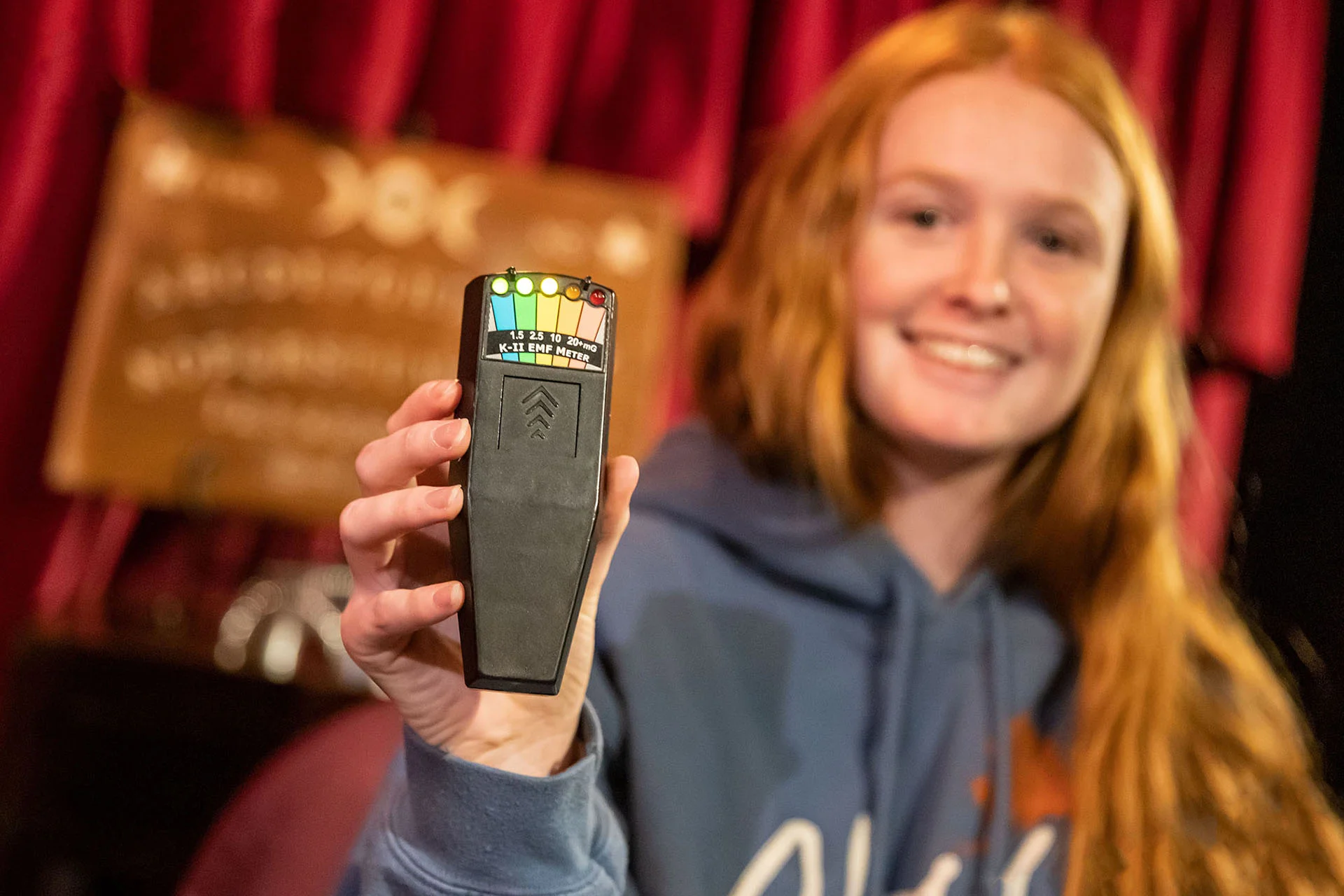 One of the tools used to detect ghosts… it’s lit up indicating a presence near the device of a non-human nature. Photo credit Matthew Martinez