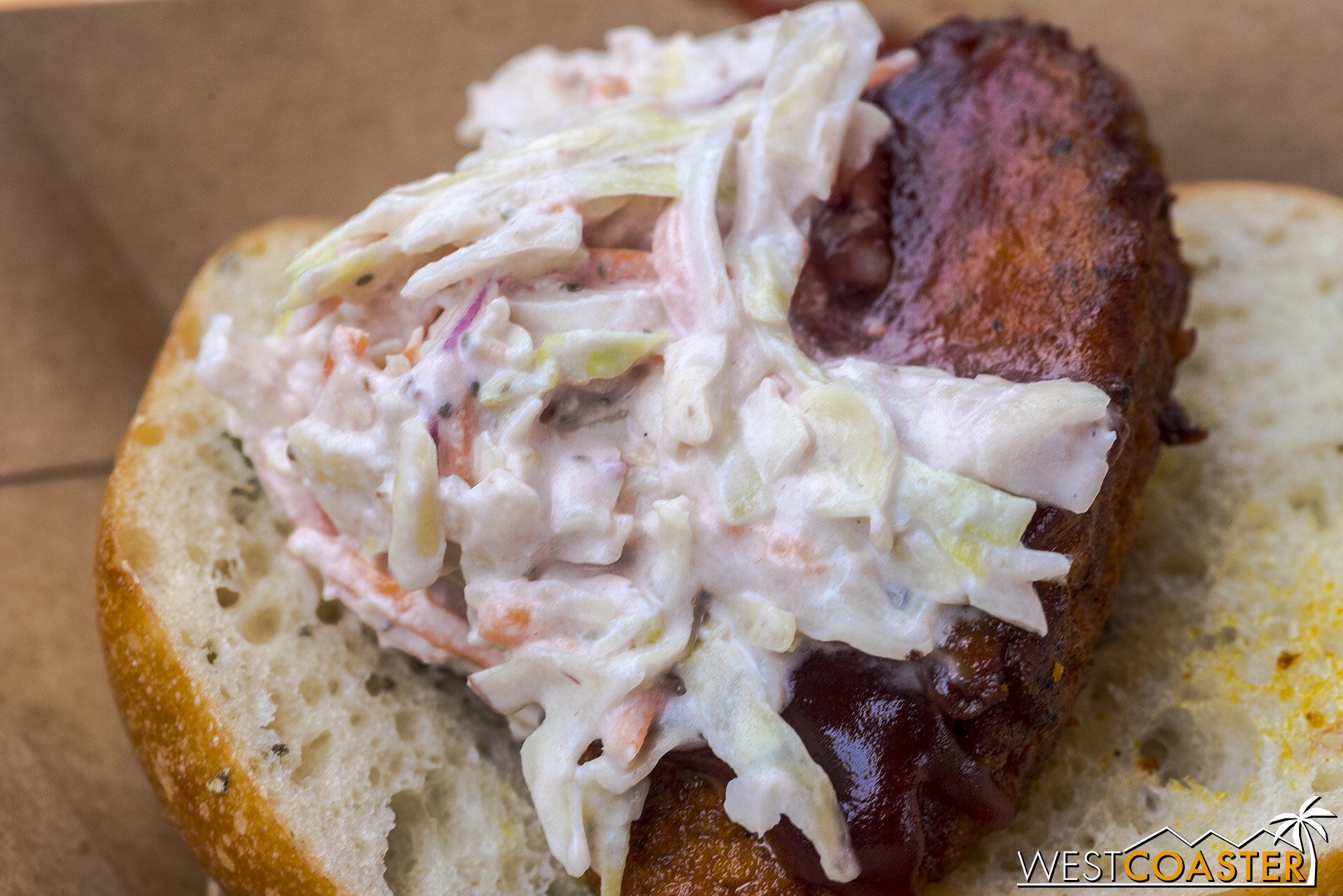  Winter Sliderland Marketplace: Fried Turkey Slider – With cranberry sauce  The turkey had a nice flavor but was a little tough.  The slaw added a good creamy and slightly tangy texture, but this might be an item that is hit or miss based on how long