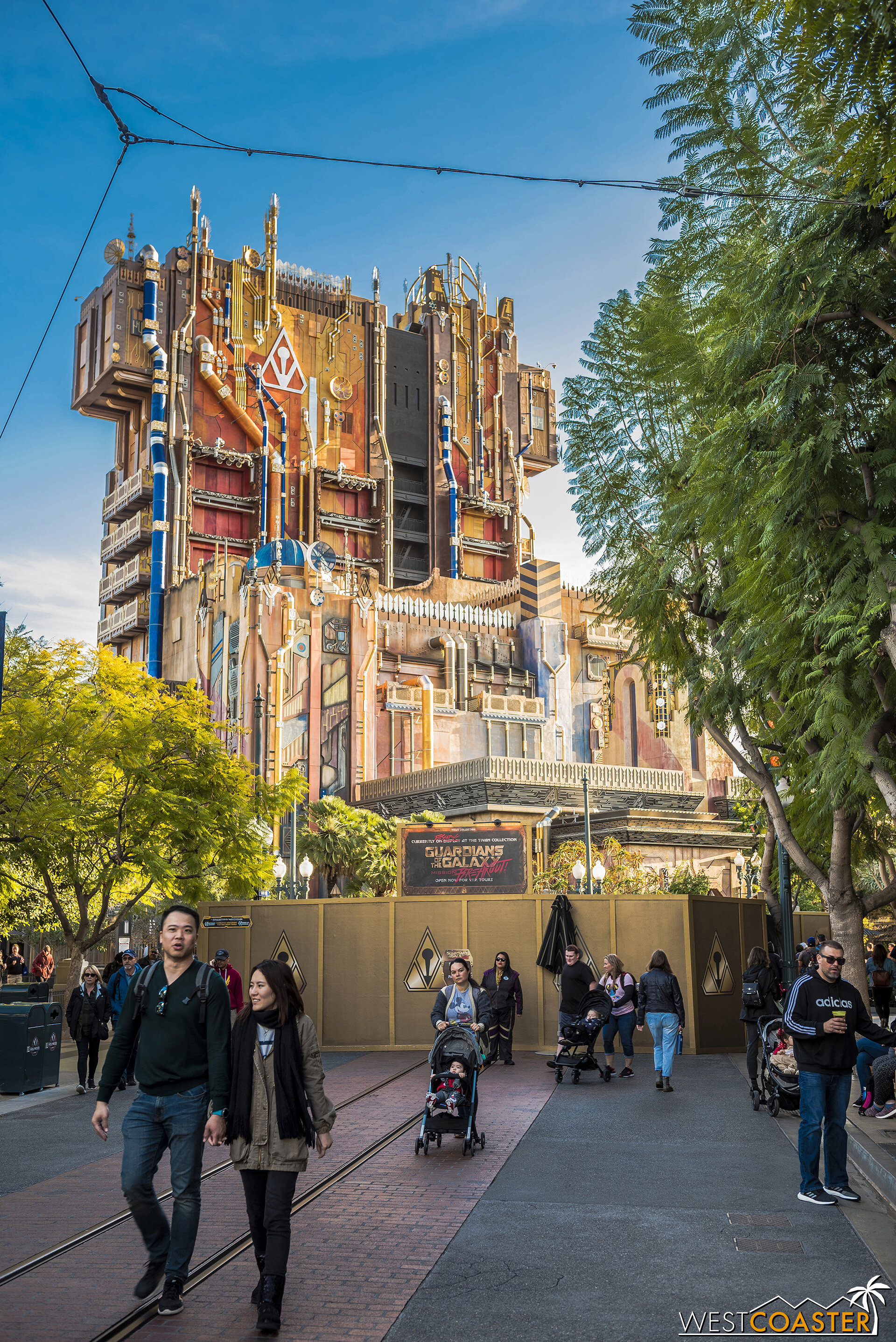  There’s roadwork going on behind these work walls over by Guardians of the Galaxy - Mission: Breakout! 