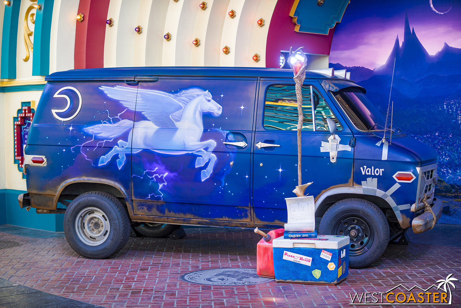  No characters (as far as I could tell), but here’s a van to take  Onward  photos with! 