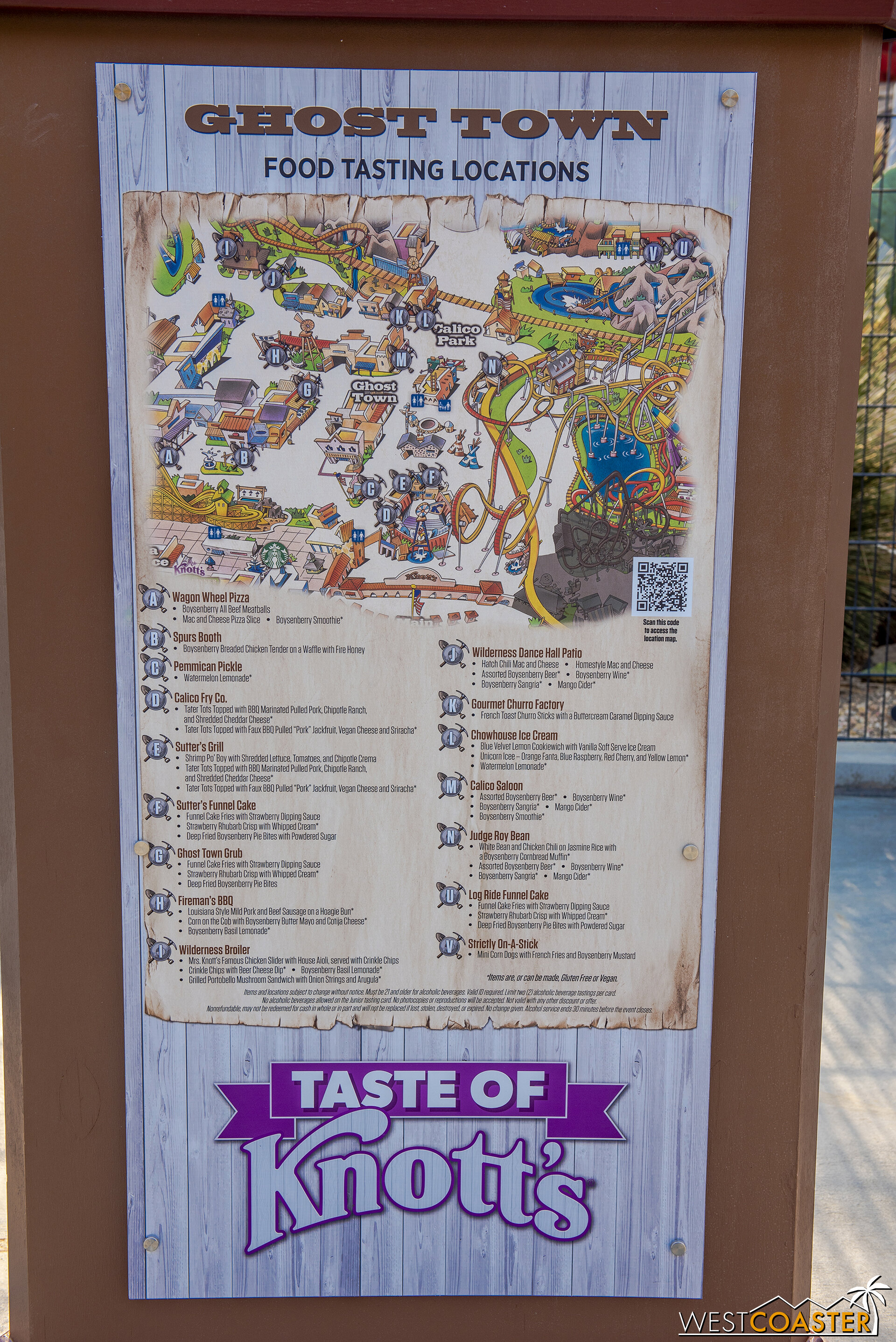  Map of Ghost Town food tasting locations. 