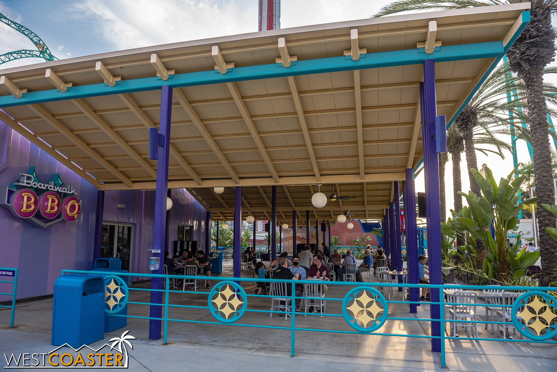  The indoor portion of the restaurant is not open, but the outdoor covered dining area is. 
