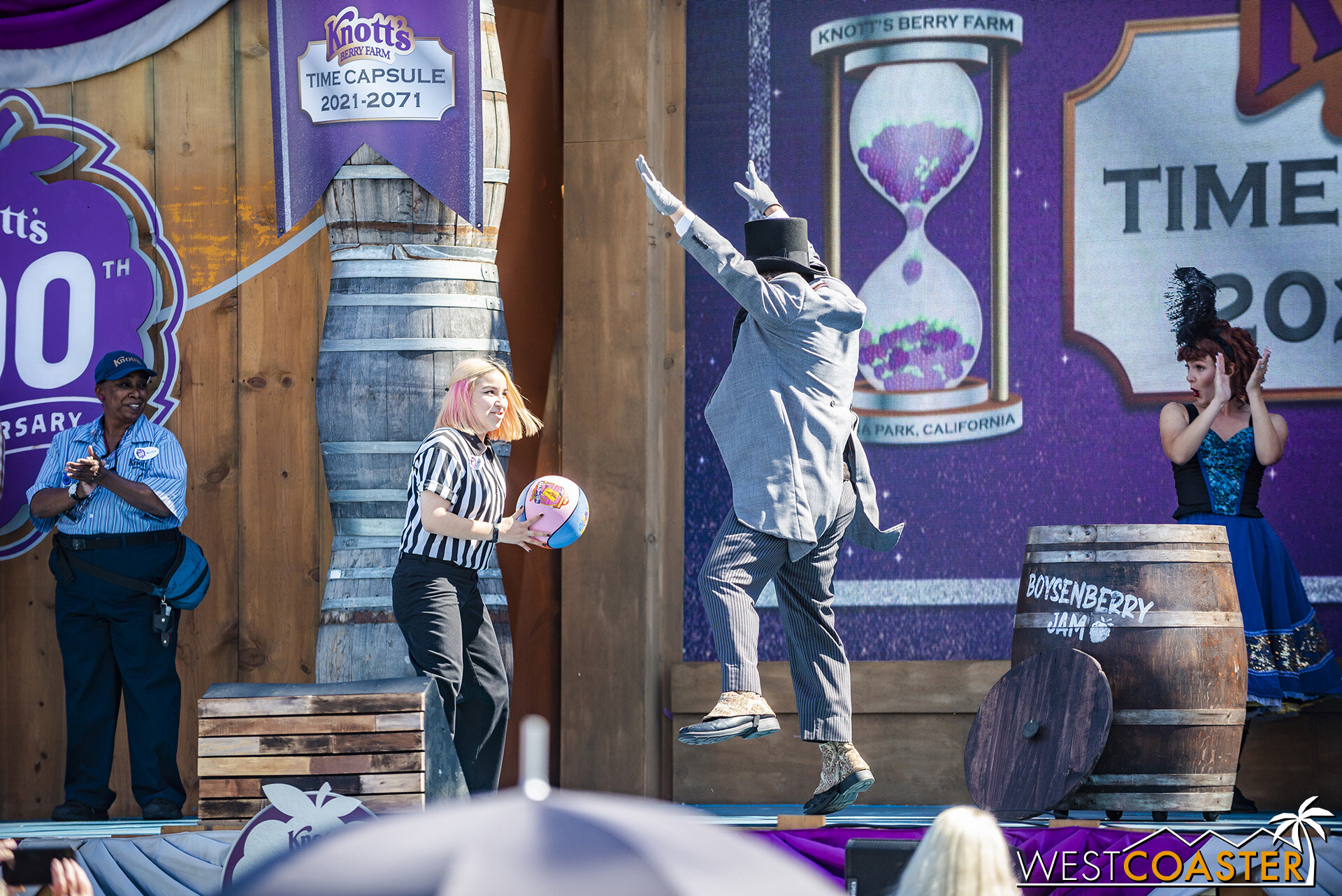  Deputy Mayor Howell showed off his hops against a games department employee. 