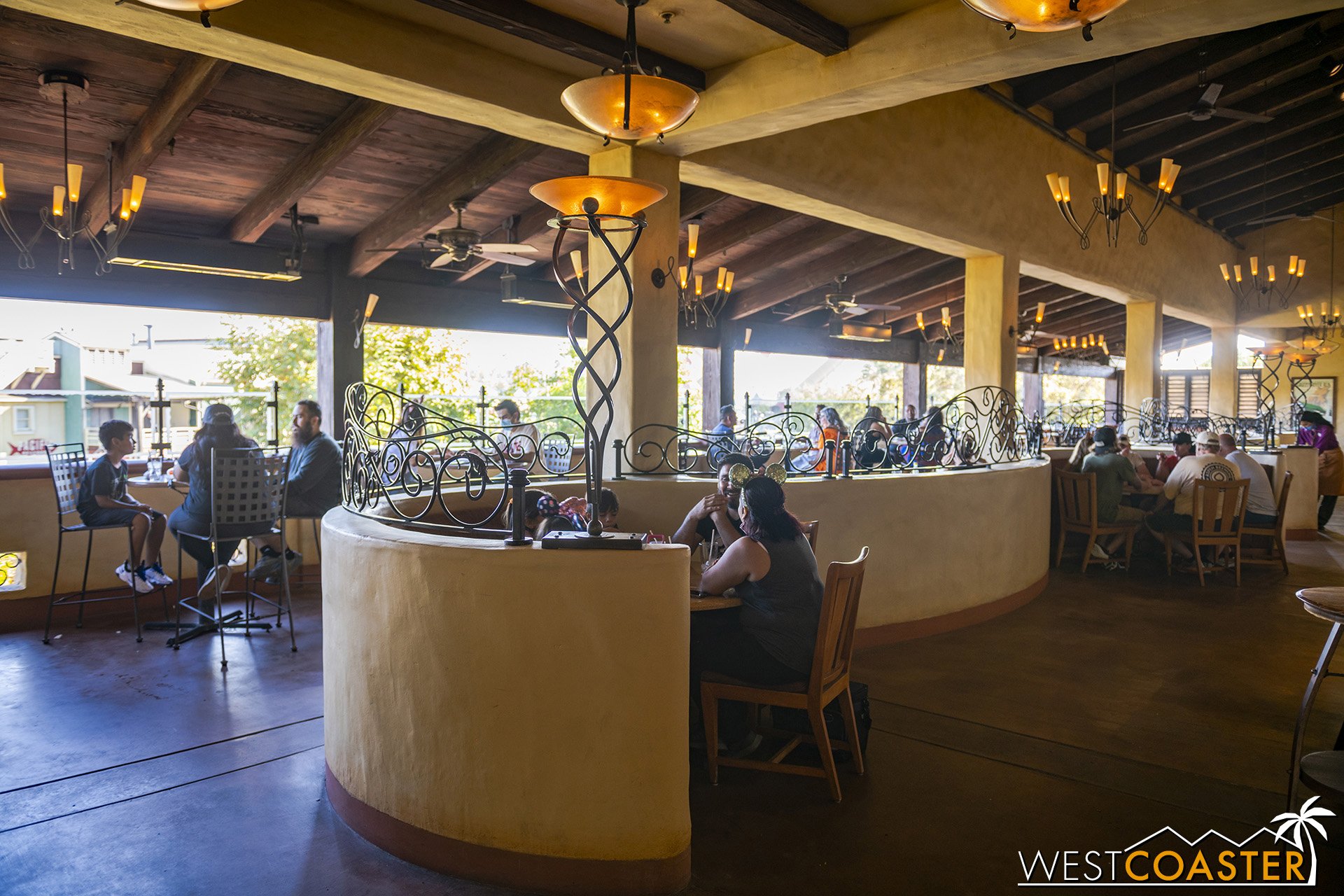  Seating facing Pacific Wharf was available on the more spacious side. 