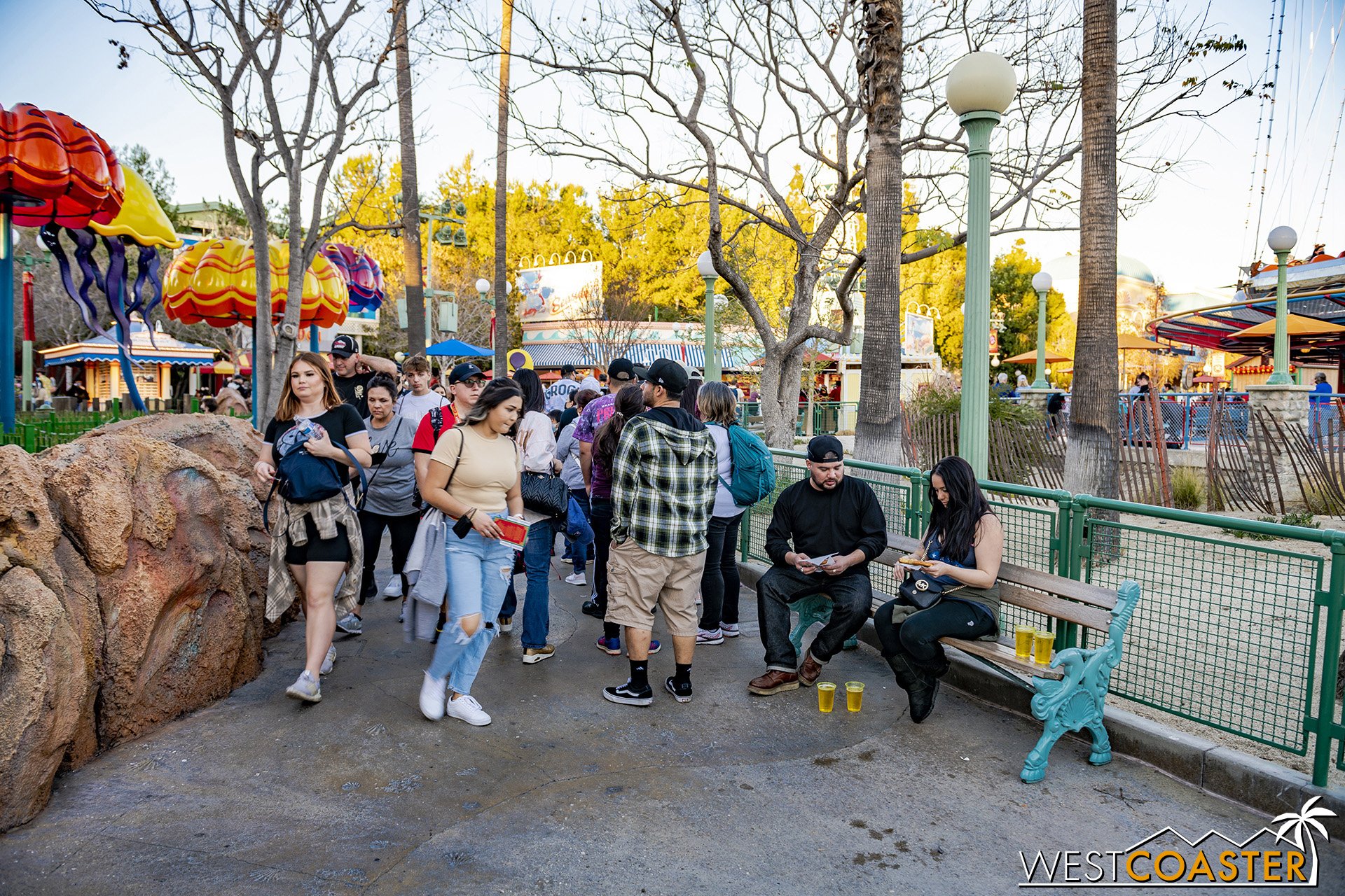  This length matches what we saw opening weekend.  But fortunately, the pick-up line was much shorter.  In fact, in the last photo in the previous section, the line was stretching to the middle of the World of Color viewing area but was only a dozen 