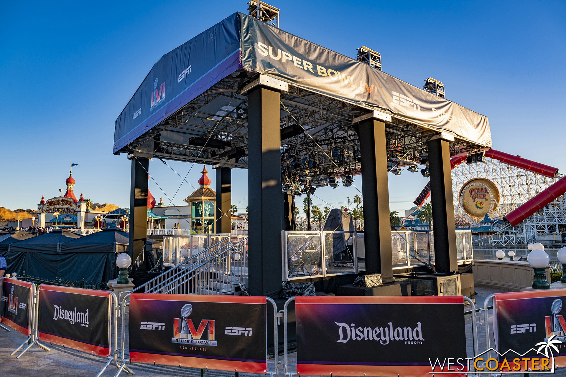  A big tower structure was erected last week for some ESPN Super Bowl filming. 