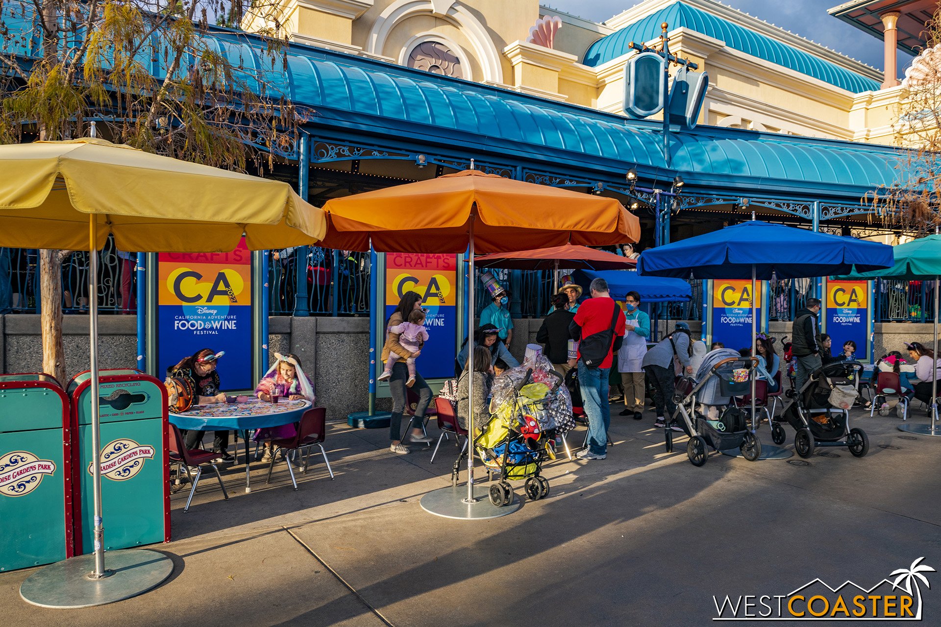  Kids can engage in coloring and craft activities here, outside the Little Mermaid ride. 