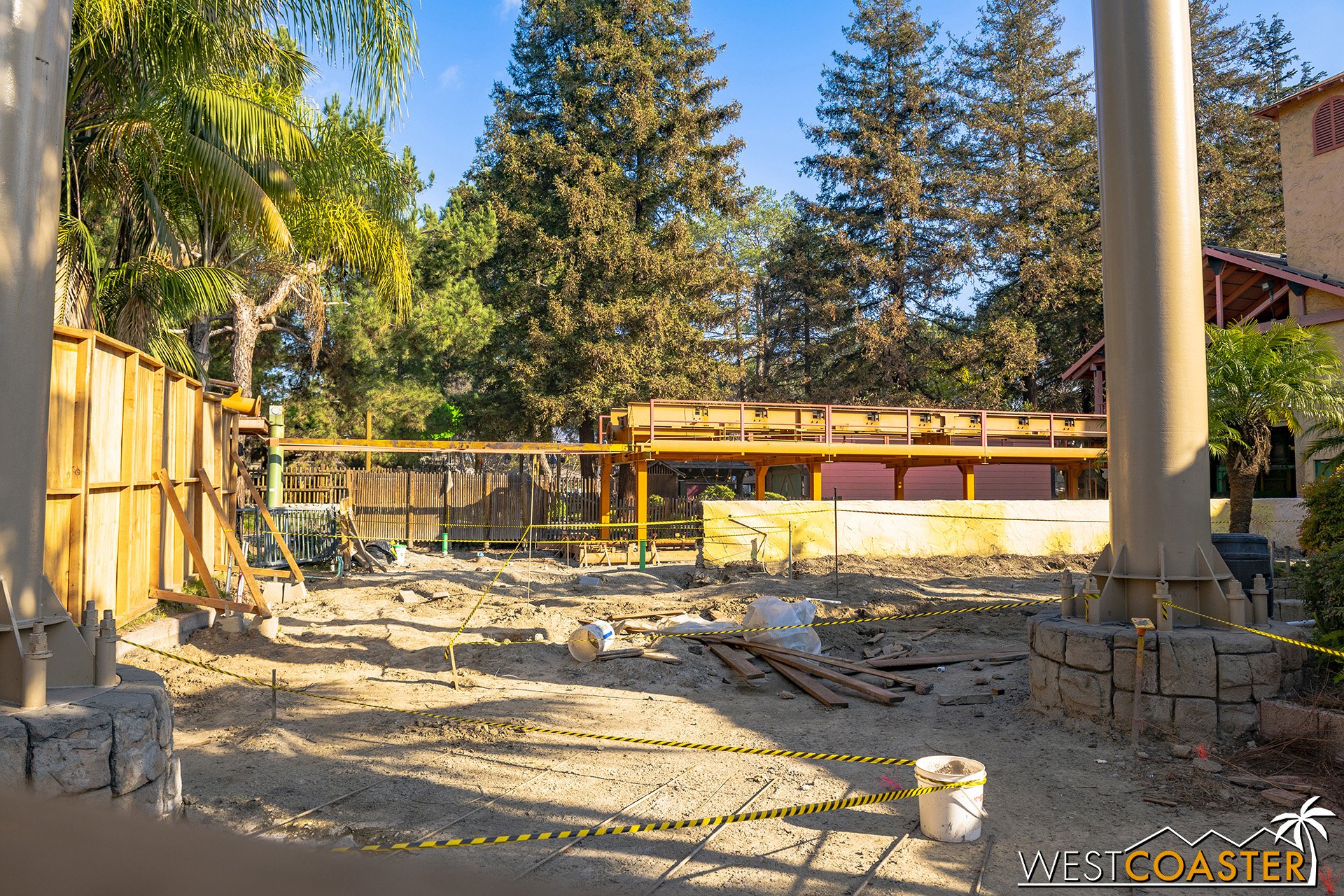  At Montezooma, the ground’s been torn up, and the queue has been opened up as work starts to ramp up on creating the new temple structure and environment for the ride! 