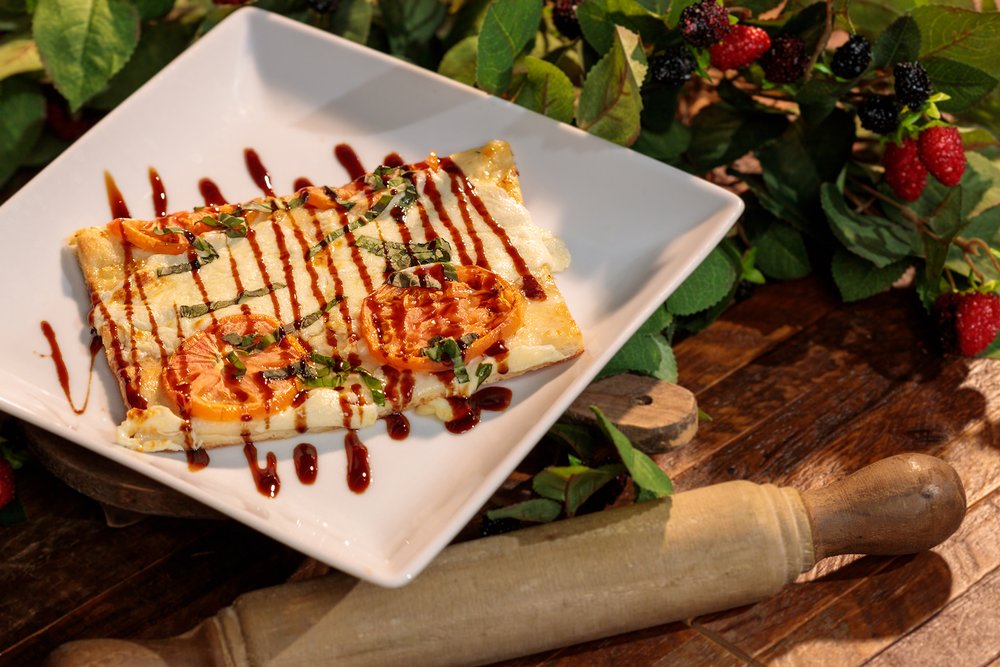  Caprese Garlic Bread with Boysenberry Balsamic Glaze 