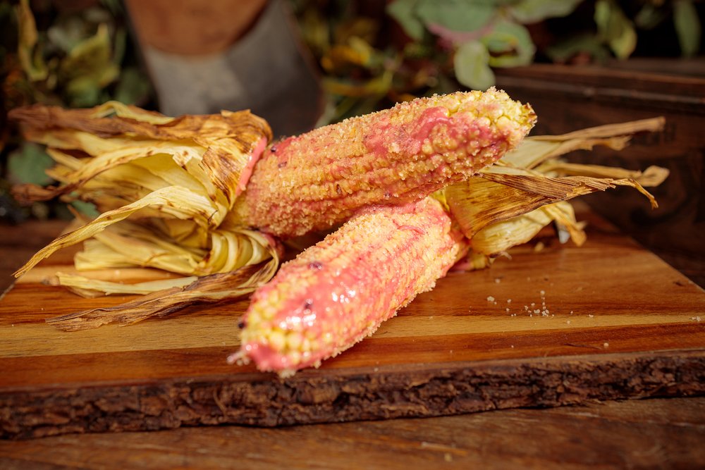  Elote with Boysenberry Butter, Mayo and Cojita Cheese 